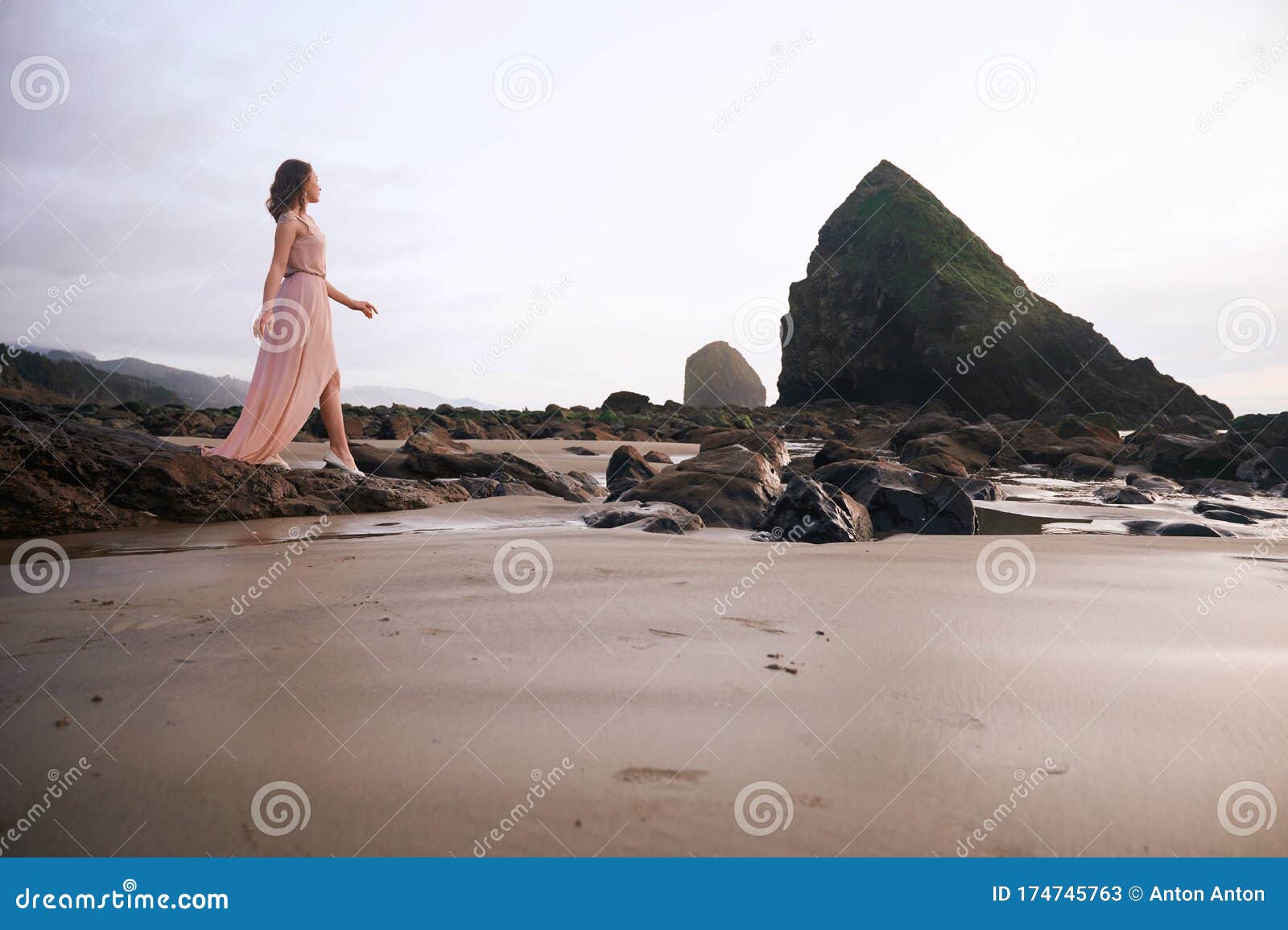 Cannon Beach Oregon Coast The Famous Haystack Rock In The Golden Light  Before Sunset Stock Photo  Download Image Now  iStock