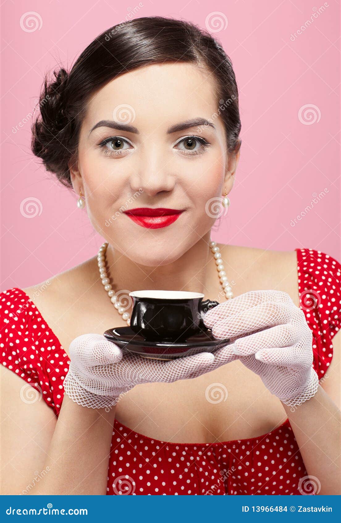 Girl with tea cup stock photo. Image of people, black 13966484