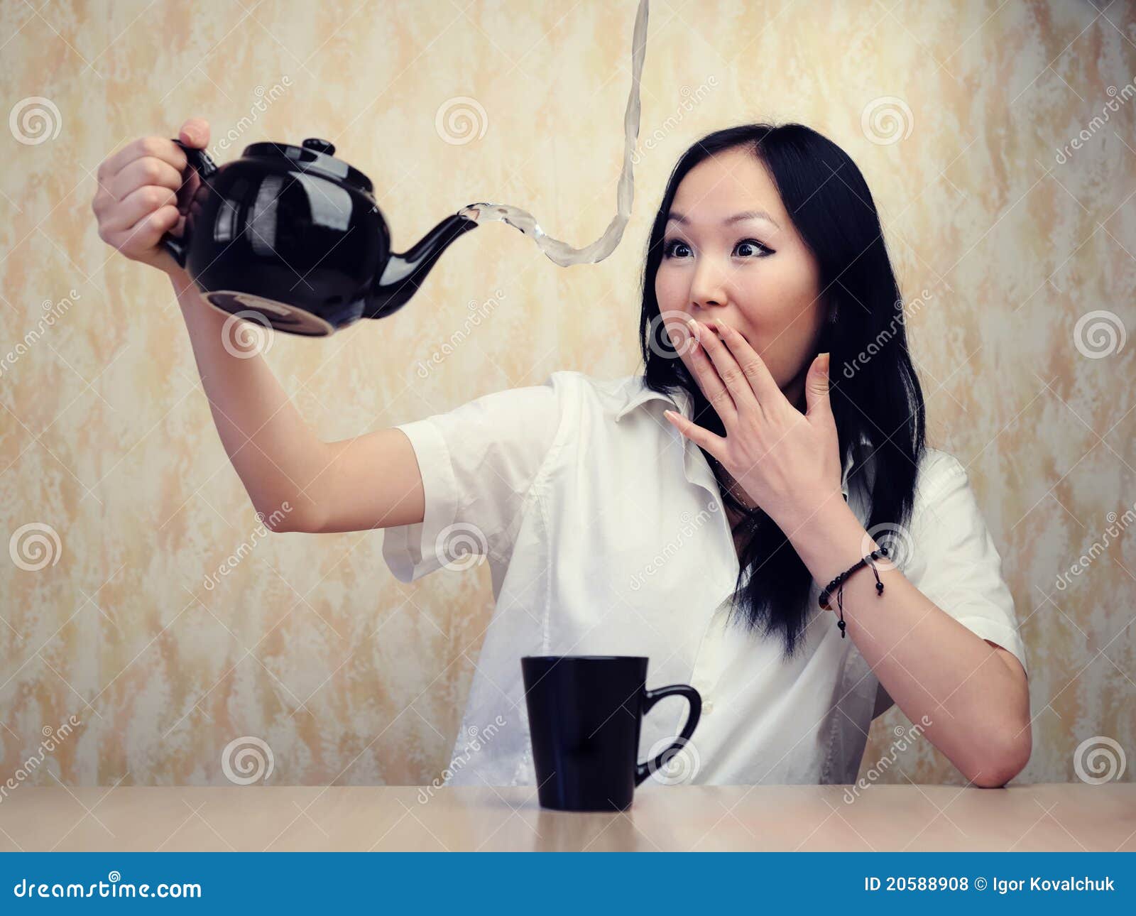 Girl and teapot stock photo. Image of cheerful, people 20588908