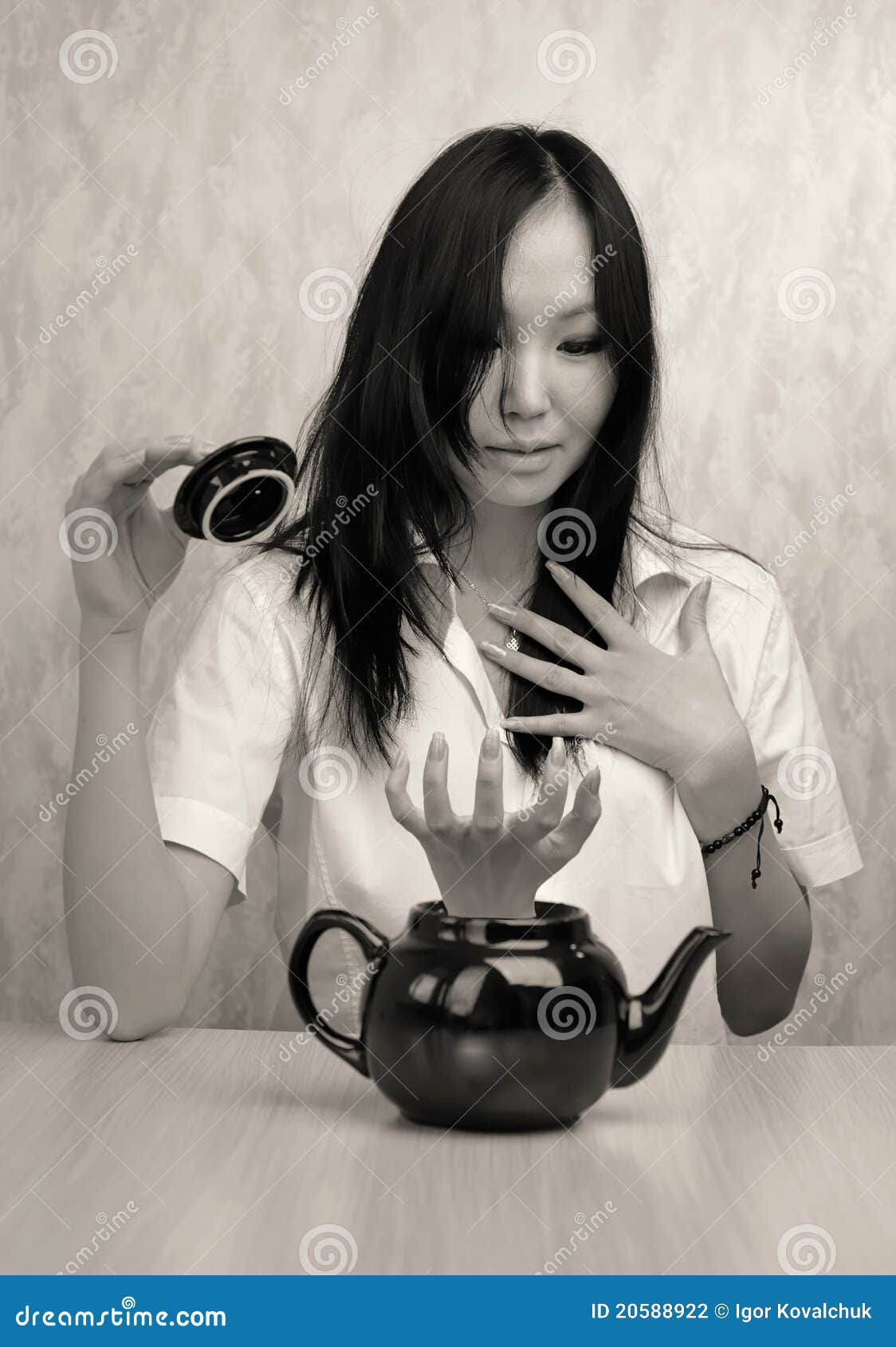 Girl and teapot stock photo. Image of elegance, resting 20588922