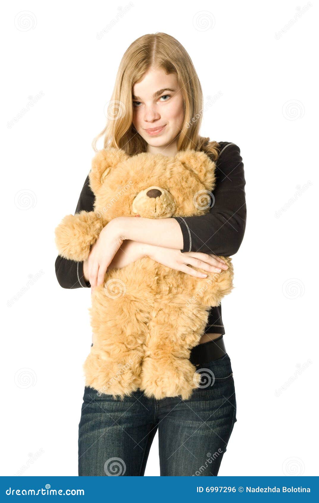 Girl with a Teddy bear stock photo. Image of isolated - 6997296