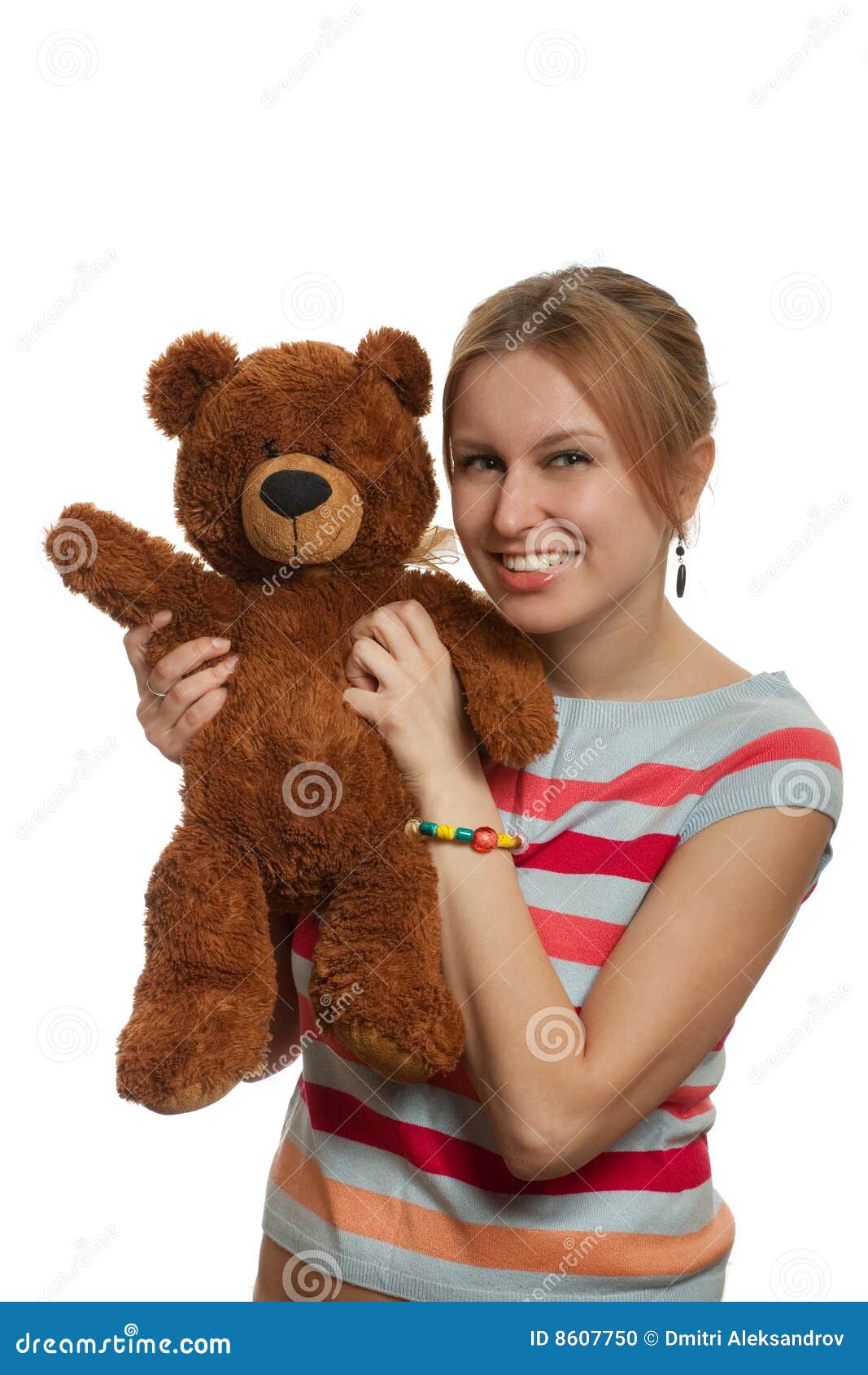 Girl with teddy bear stock photo. Image of lips, smiling - 8607750