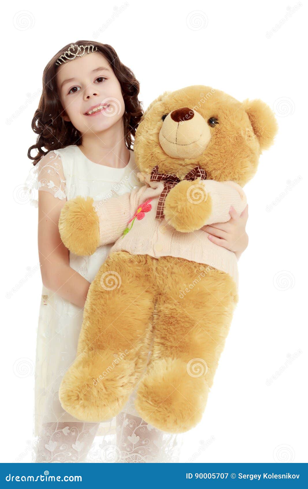 Girl with a Teddy bear. stock image. Image of home, celebrate - 90005707
