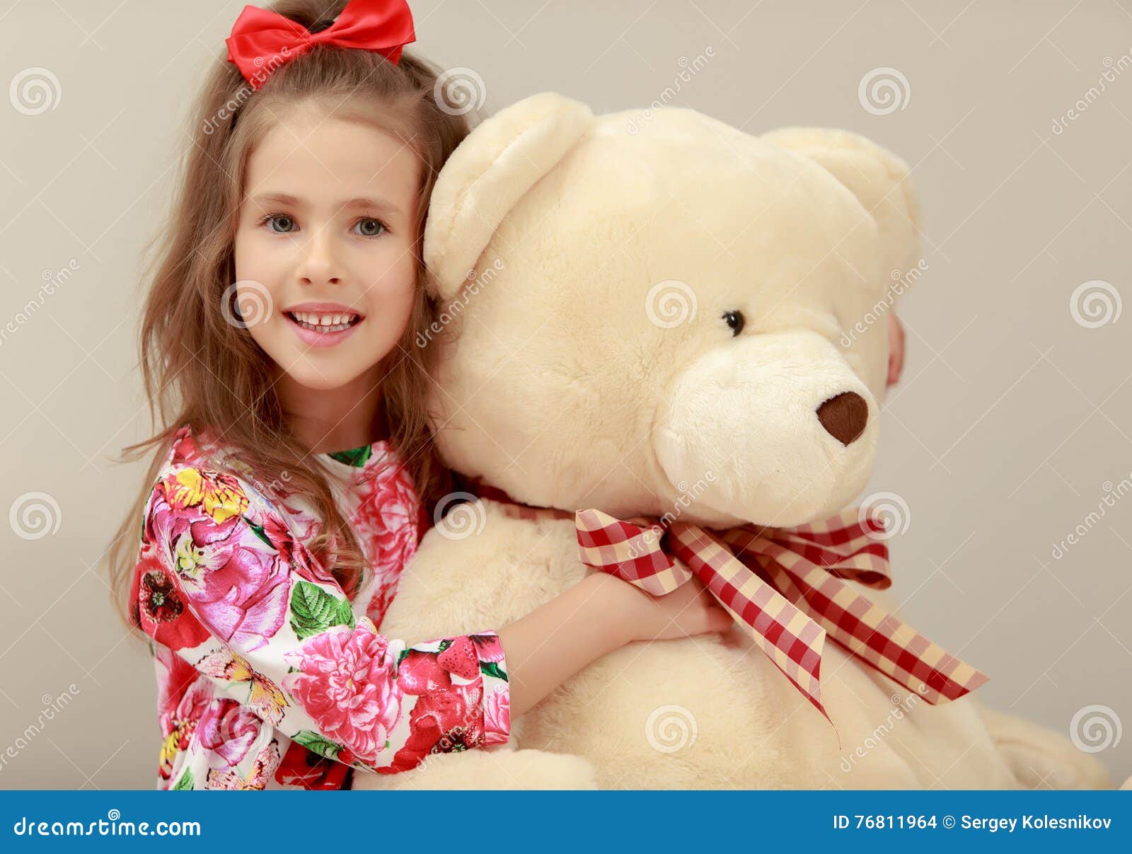Girl with Teddy bear stock photo. Image of beautiful - 76811964