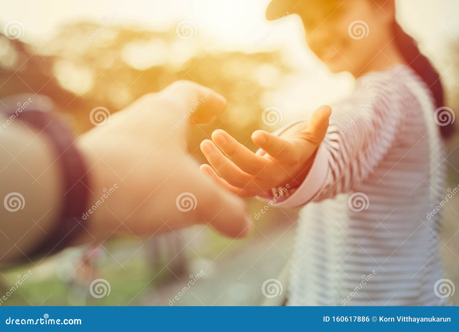 girl teen smiling and reach her hand. help touch care support be a good friend with love concept