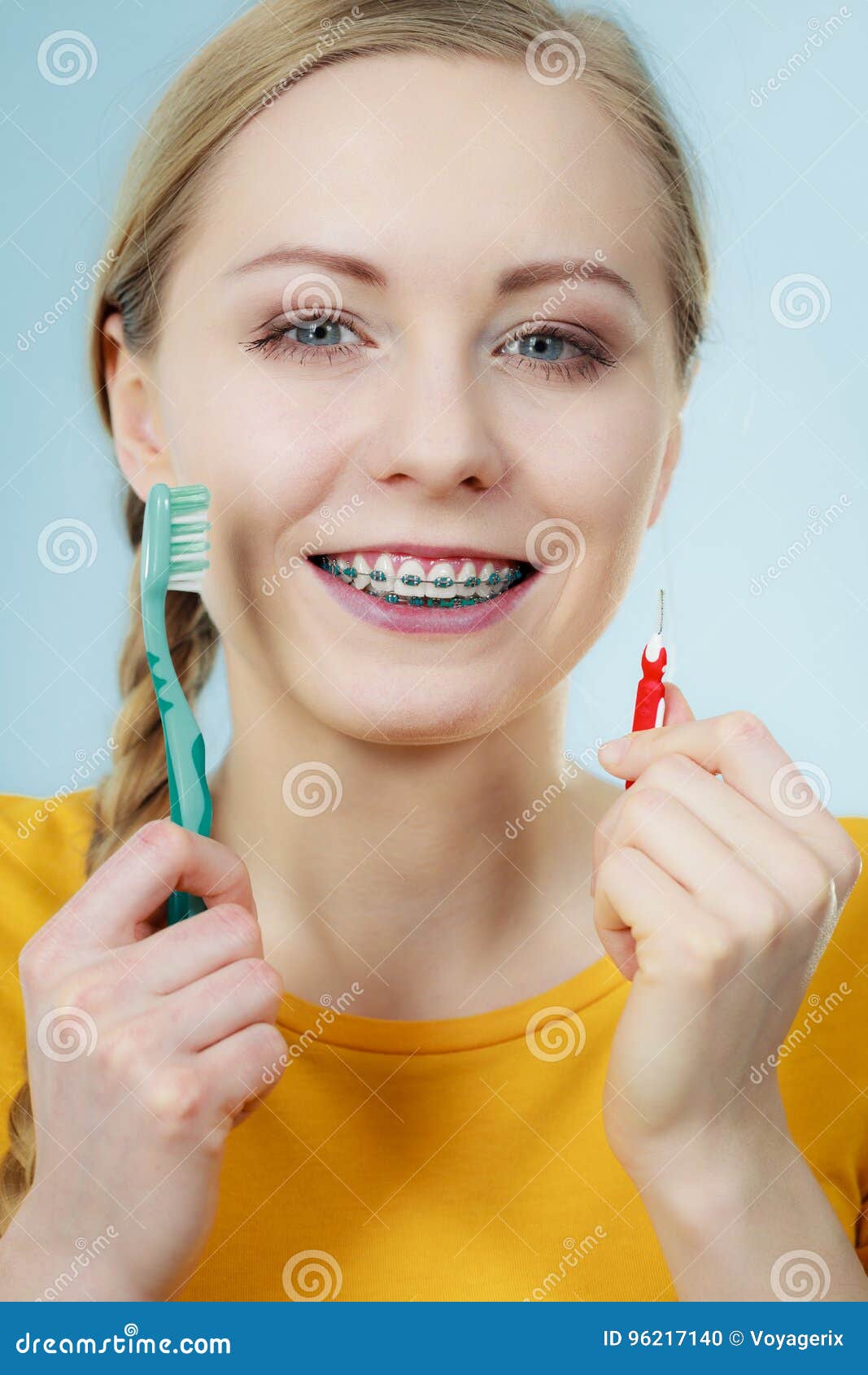 Girl With Teeth Braces Using I