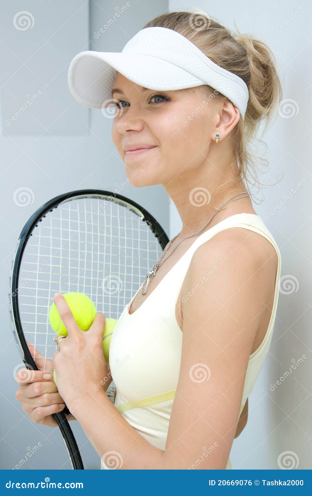 Girl with a tennis racket stock photo. Image of female 20669076