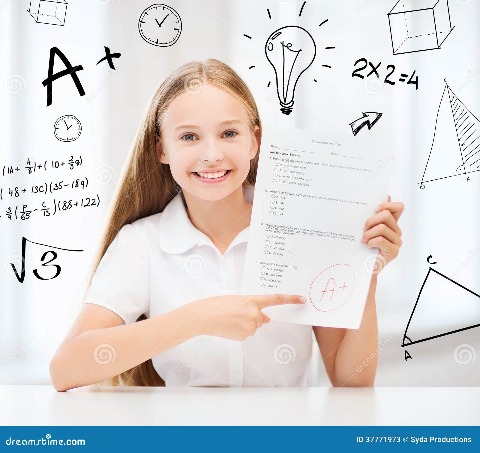 Hoop van Duizeligheid Ruilhandel Girl with Test and a Grade at School Stock Image - Image of homework,  checked: 37771973