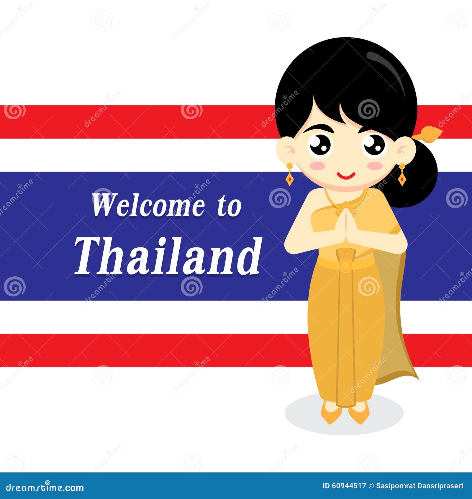 Girl Thai Vector Illustration Cartoon Vector 60944517