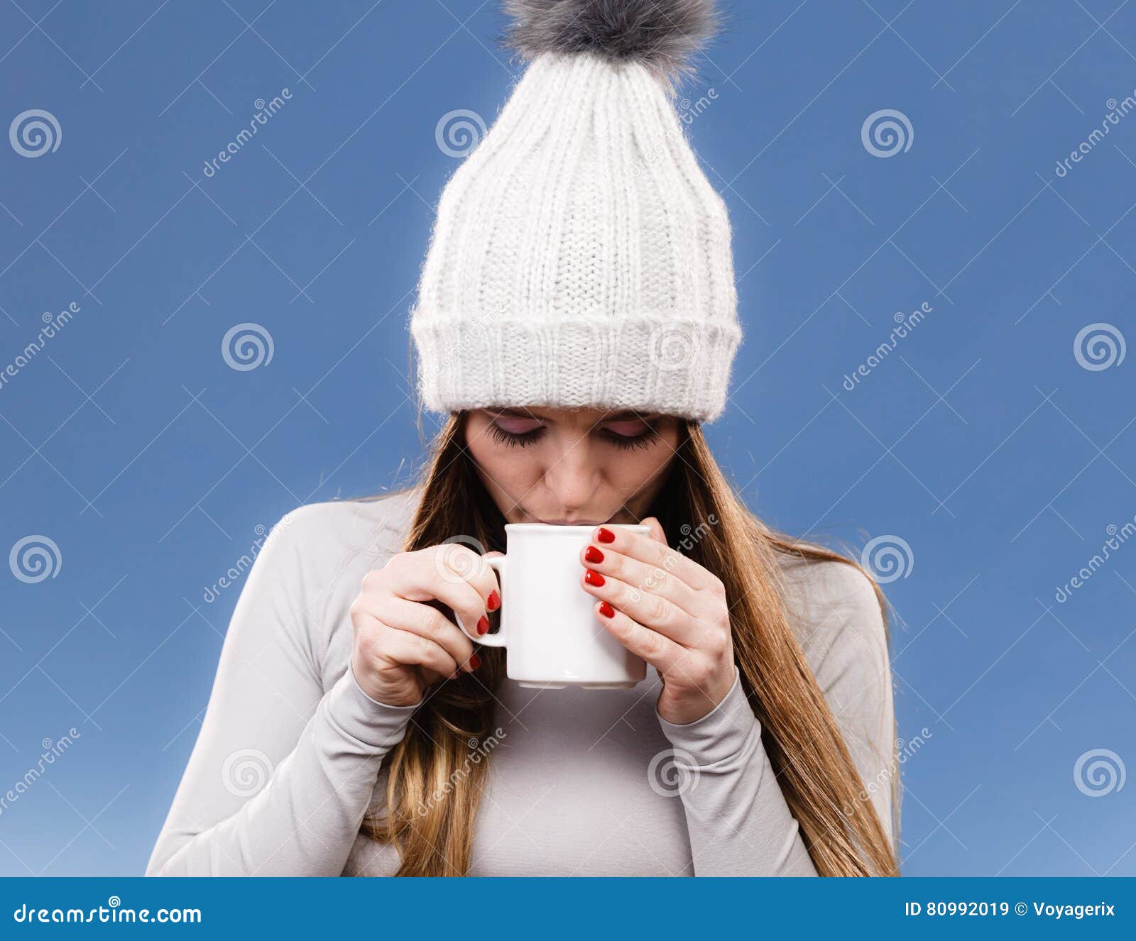 Girl in Thermal Underwear Drinking Tea Stock Image - Image of sporty ...