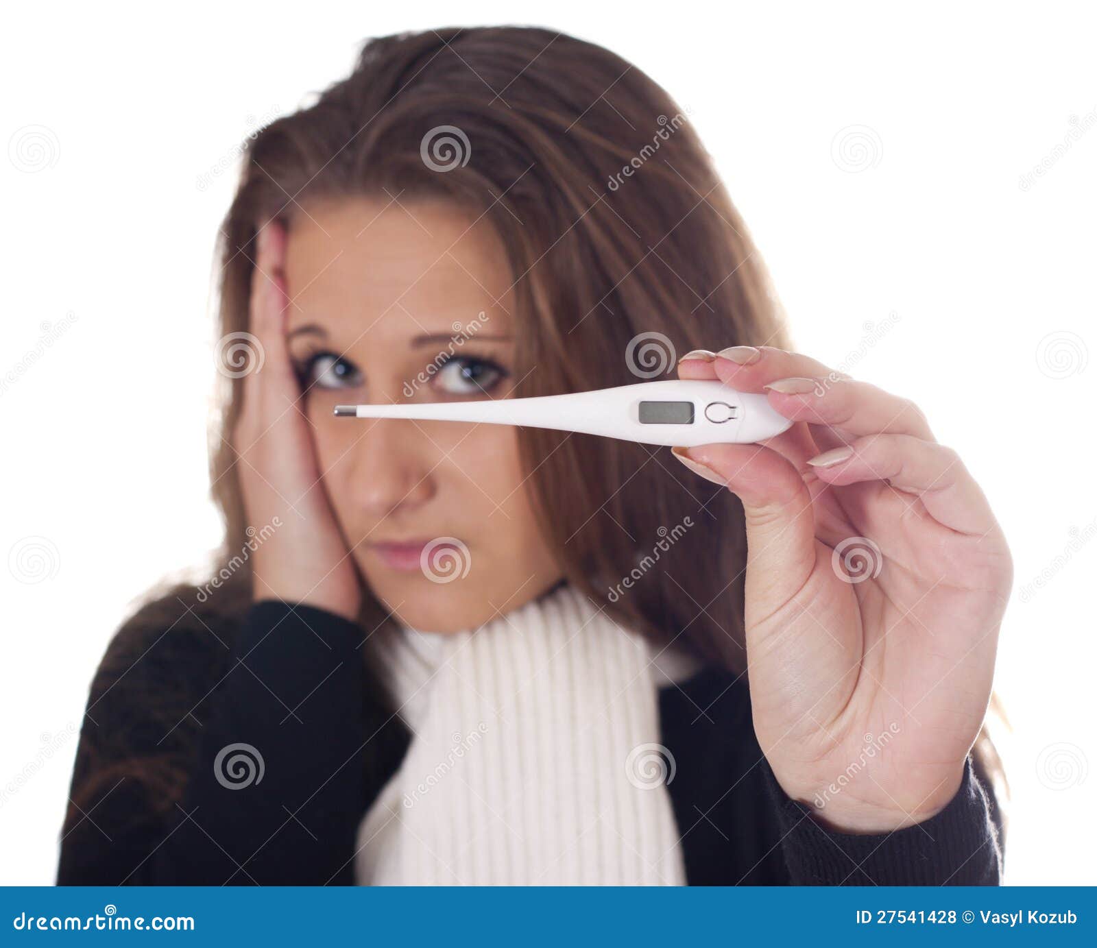 Girl with a thermometer stock photo. Image of medical 27541428