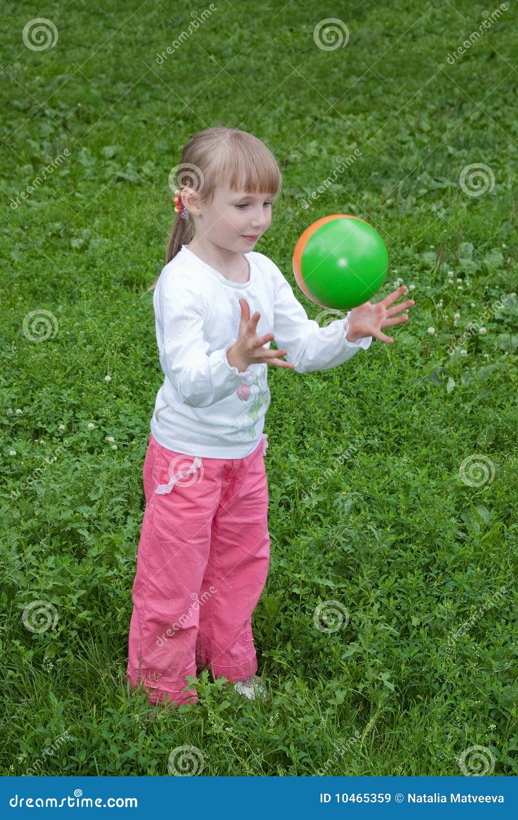 Girl throwing a ball stock image. Image of preschooler 10465359
