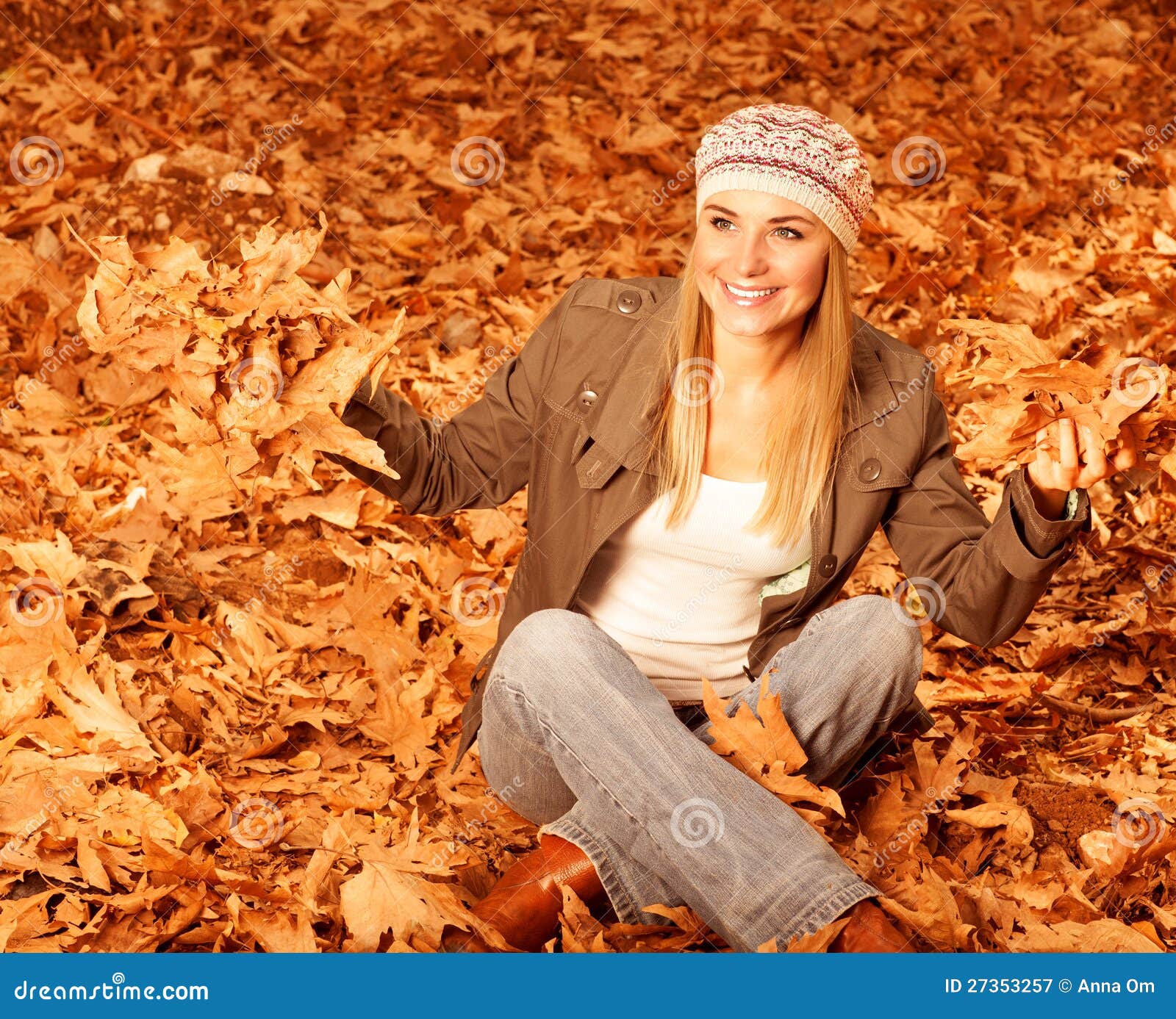Girl Throwing Up Autumnal Leaves Royalty Free Stock Photography - Image ...