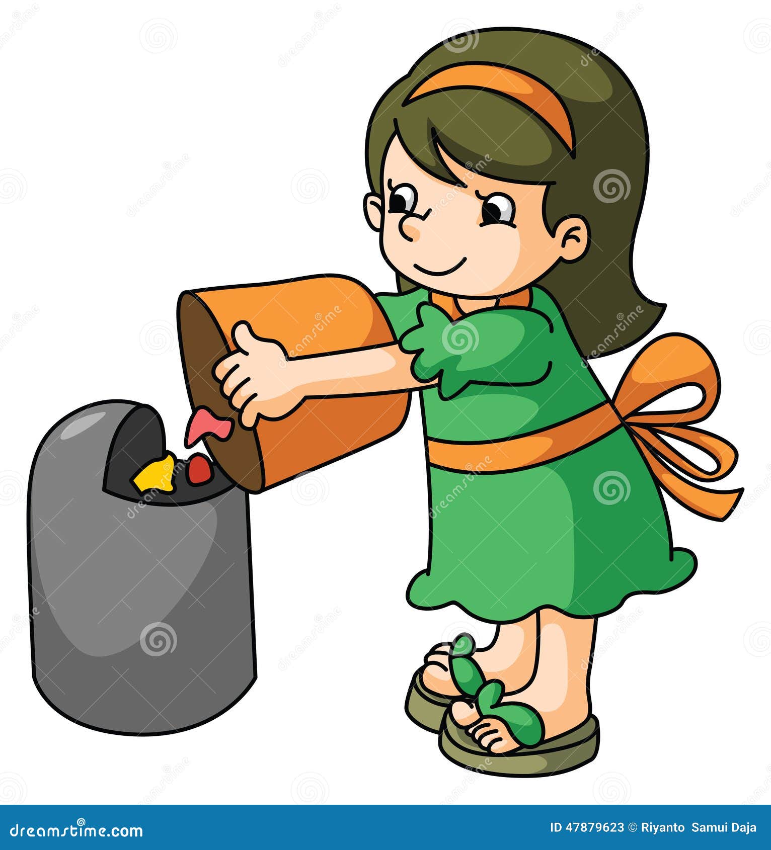 Girl throws the trash stock vector. Illustration of ecology 47879623