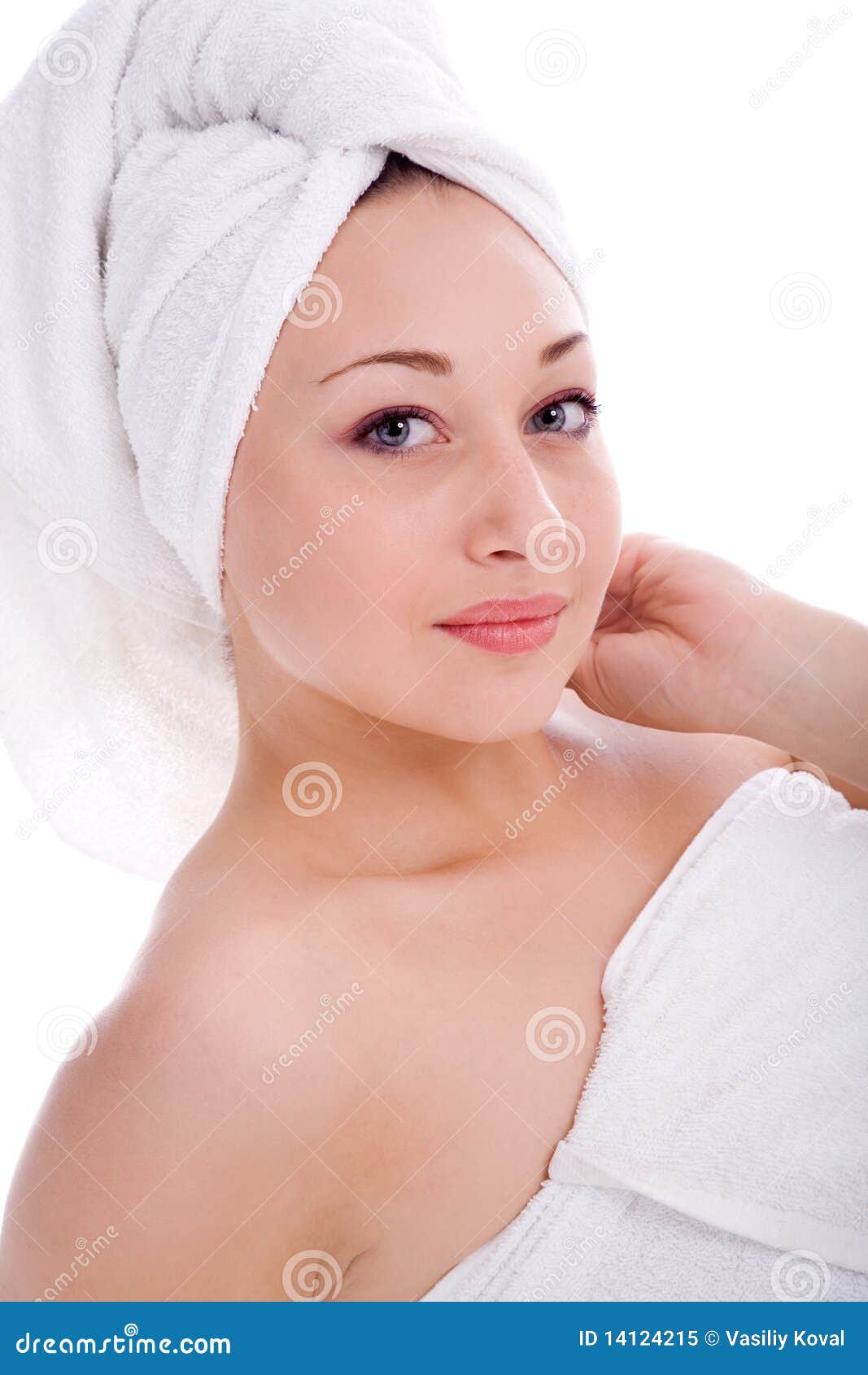 Girl with towel stock image. Image of wellness, isolated 14124215
