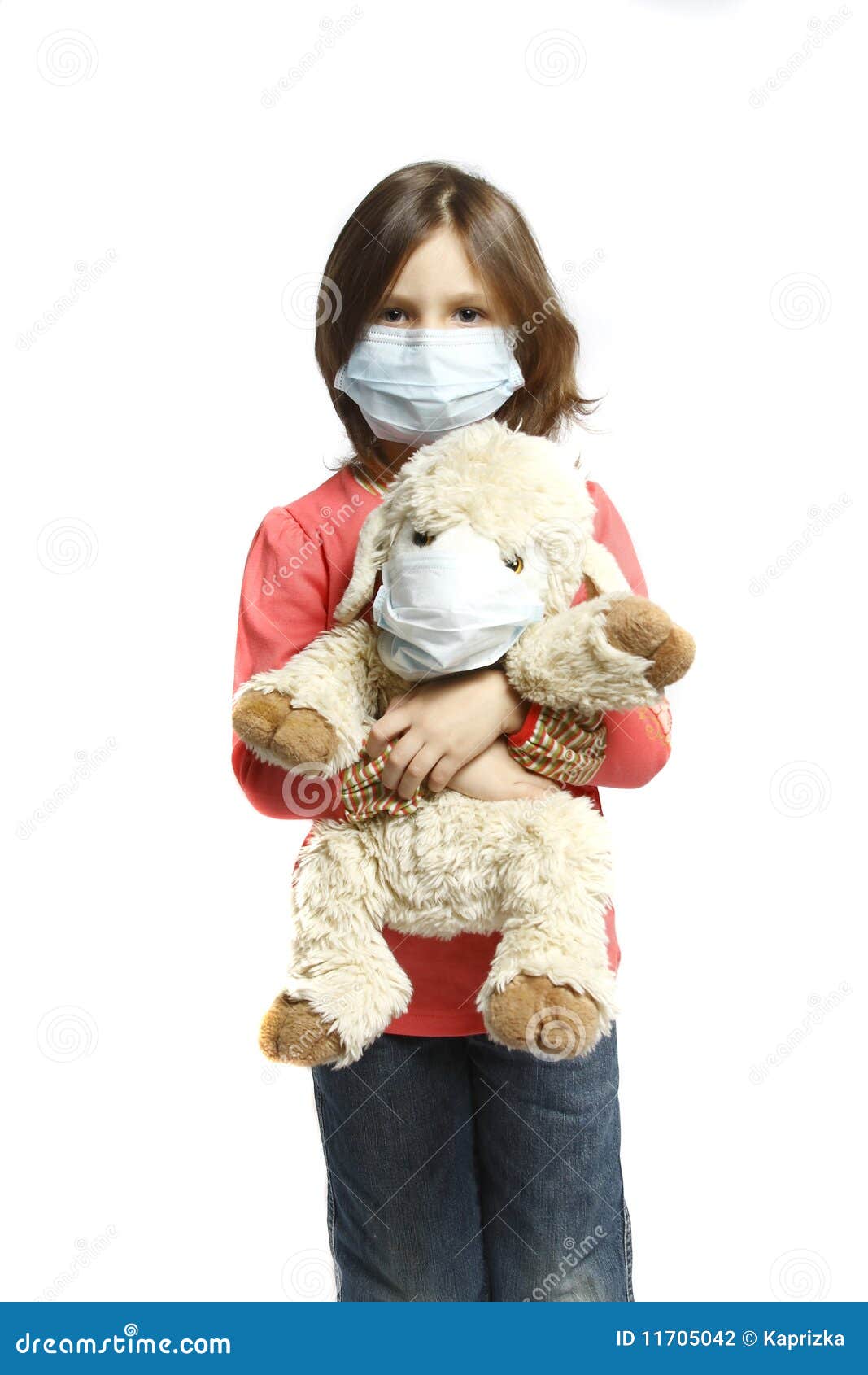 Girl with Toy Wearing a Protective Mask Stock Photo Image of