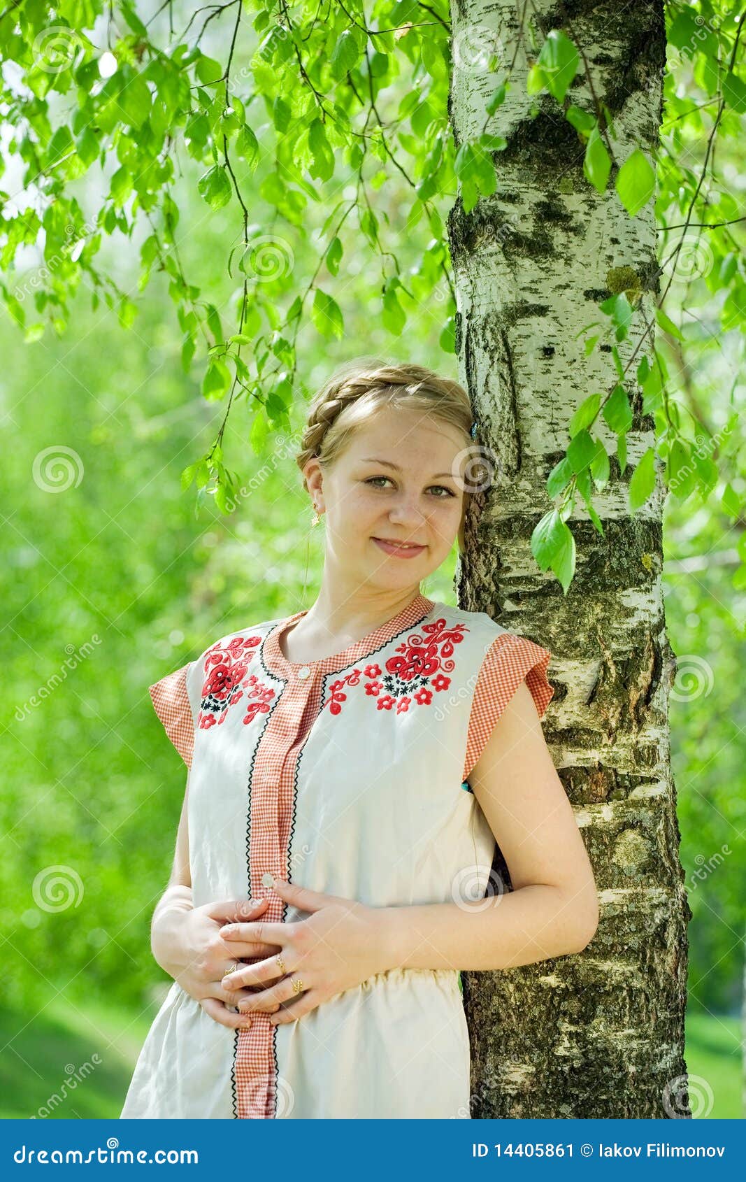 Girl in Traditional Clothes Stock Image - Image of meadow, leisure ...