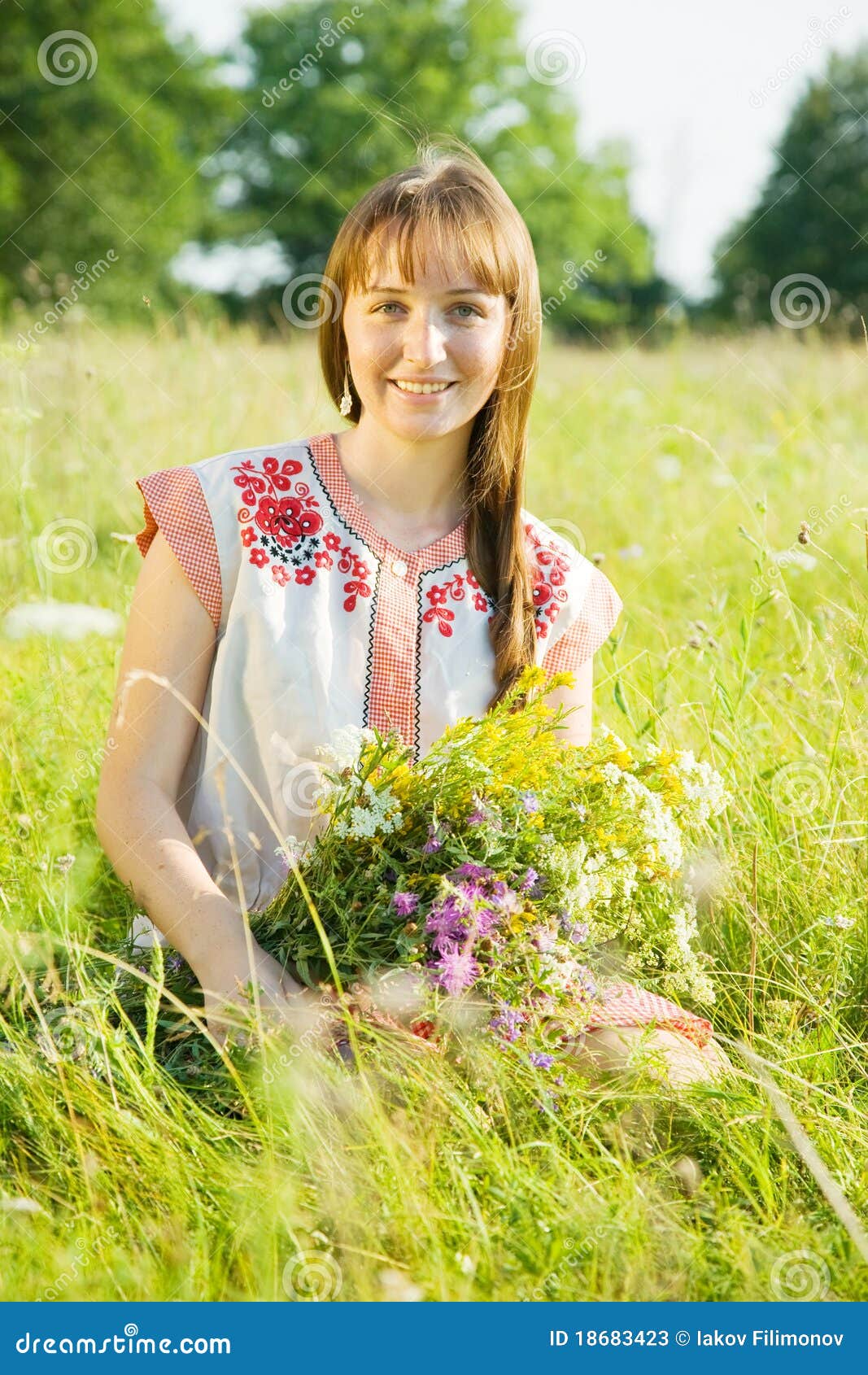 Girl in Traditional Clothes Stock Image - Image of russia, leisure ...