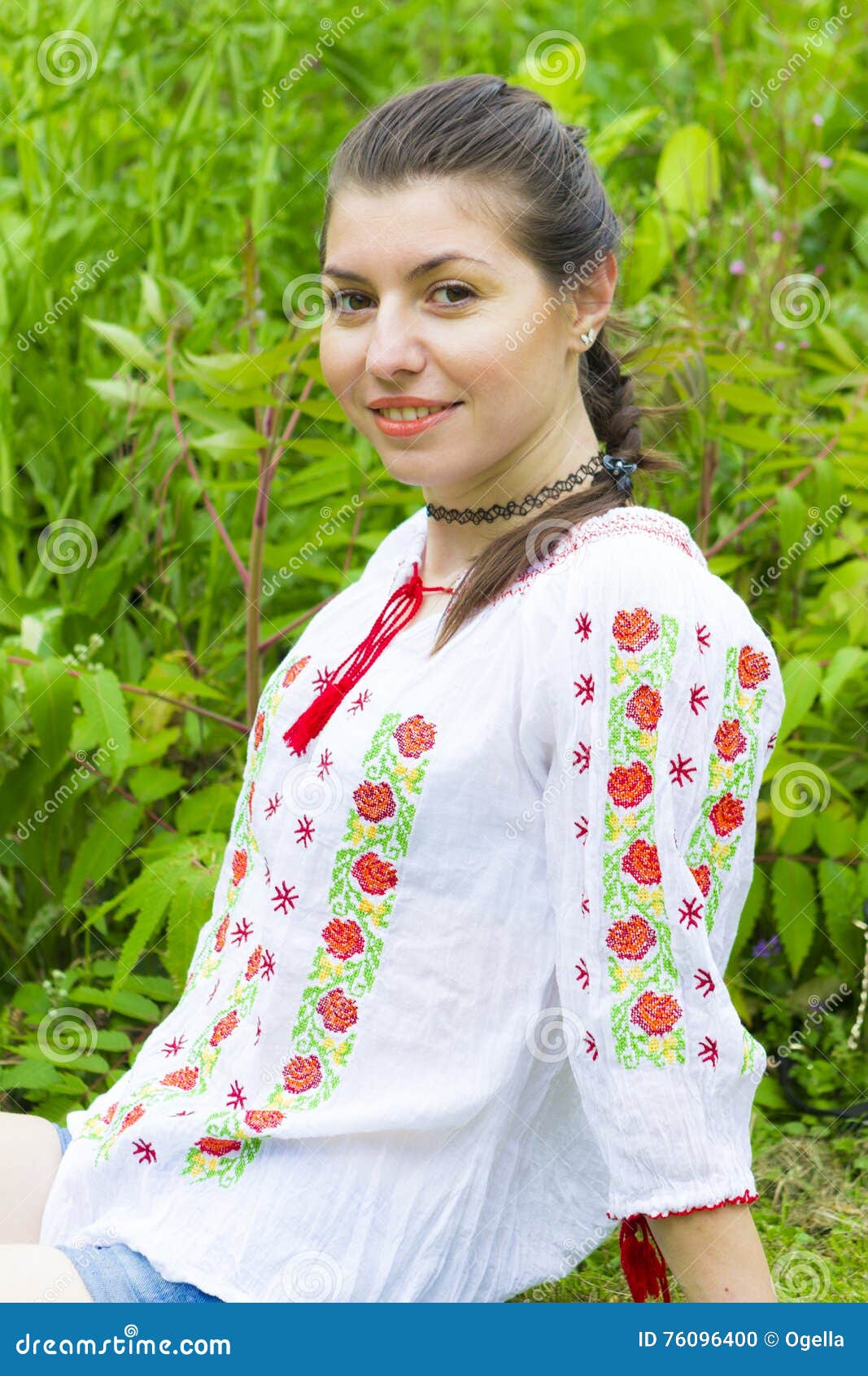 Girl in Traditional Romanian Blouse Stock Photo - Image of park ...