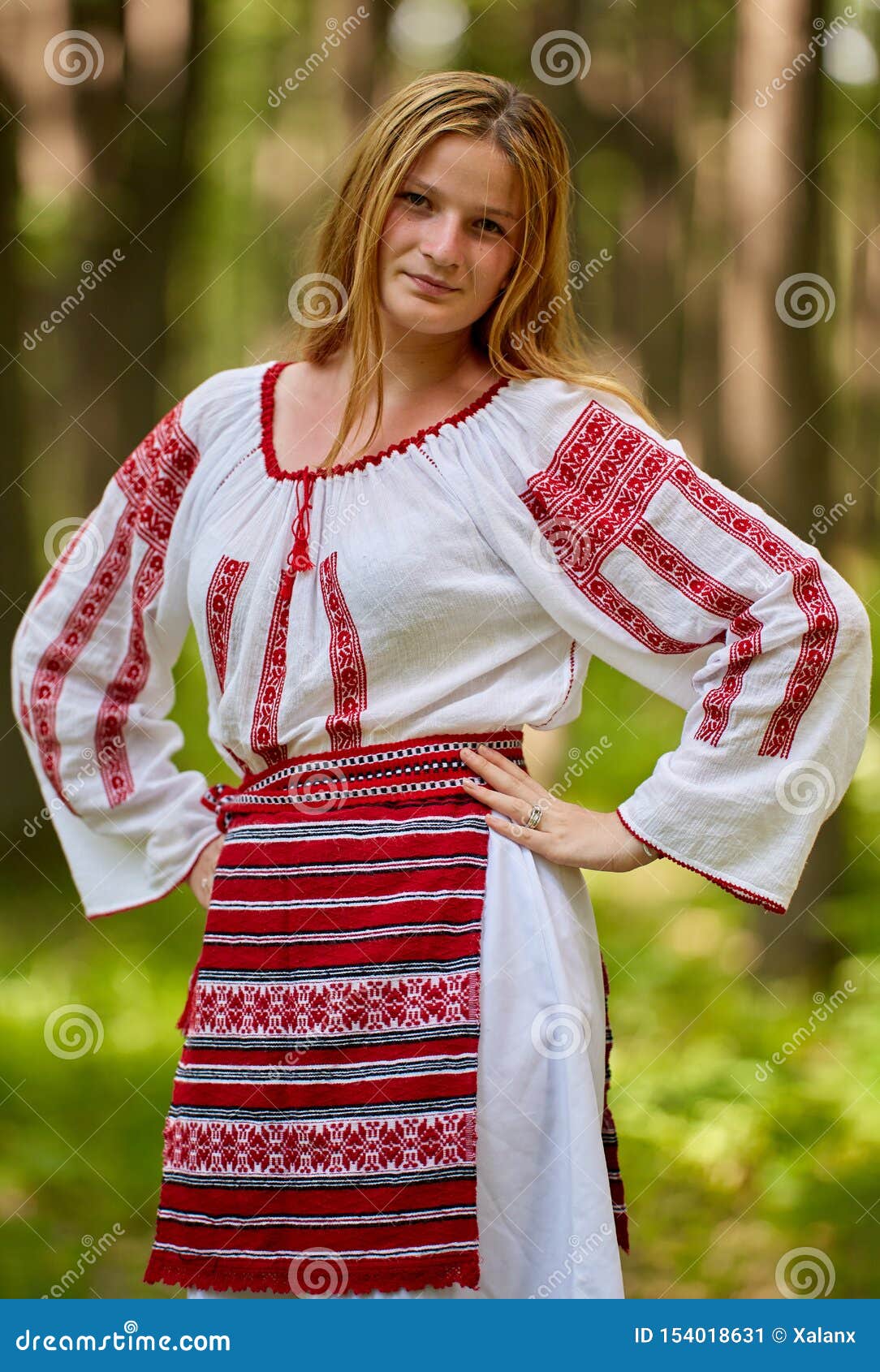 Girl in Traditional Romanian Costume Stock Image - Image of national ...