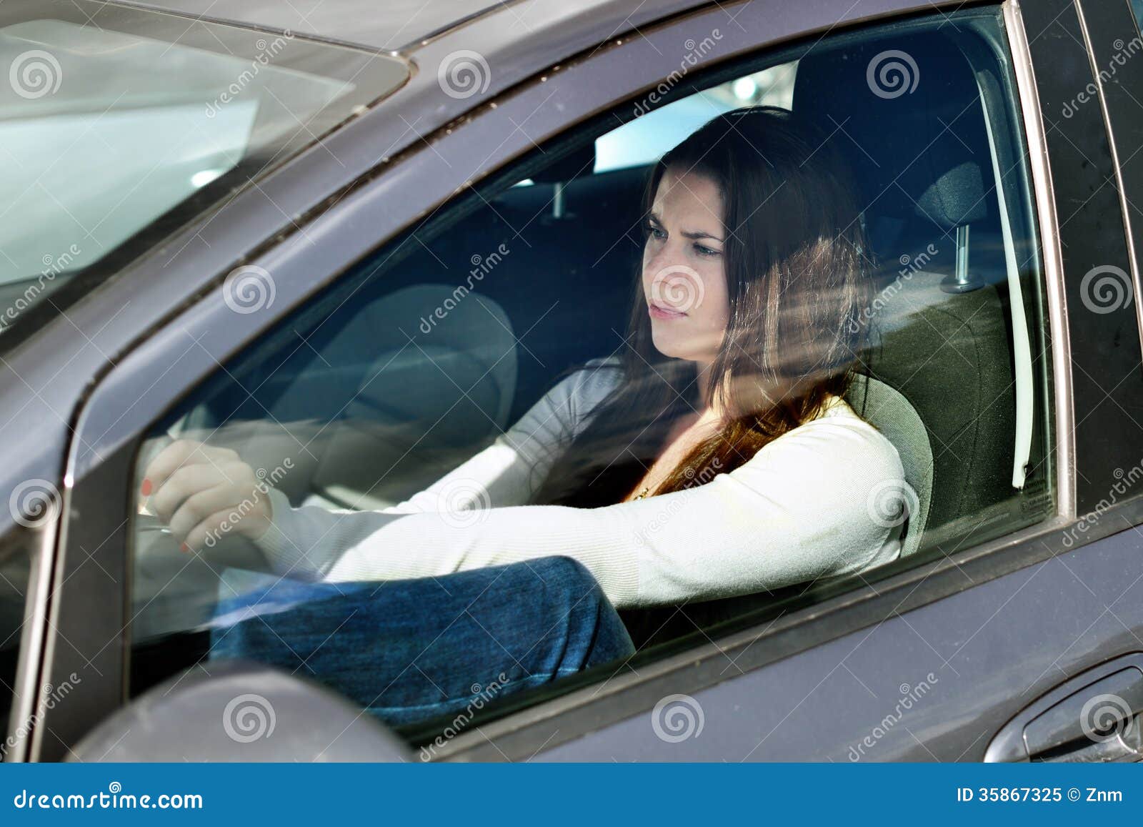 Girl in traffic jam stock image. Image of problem, girl - 35867325