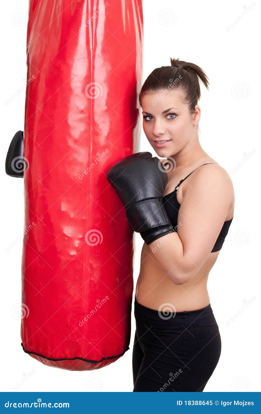Girl after Training with Punching Bag Stock Image Image of smiling