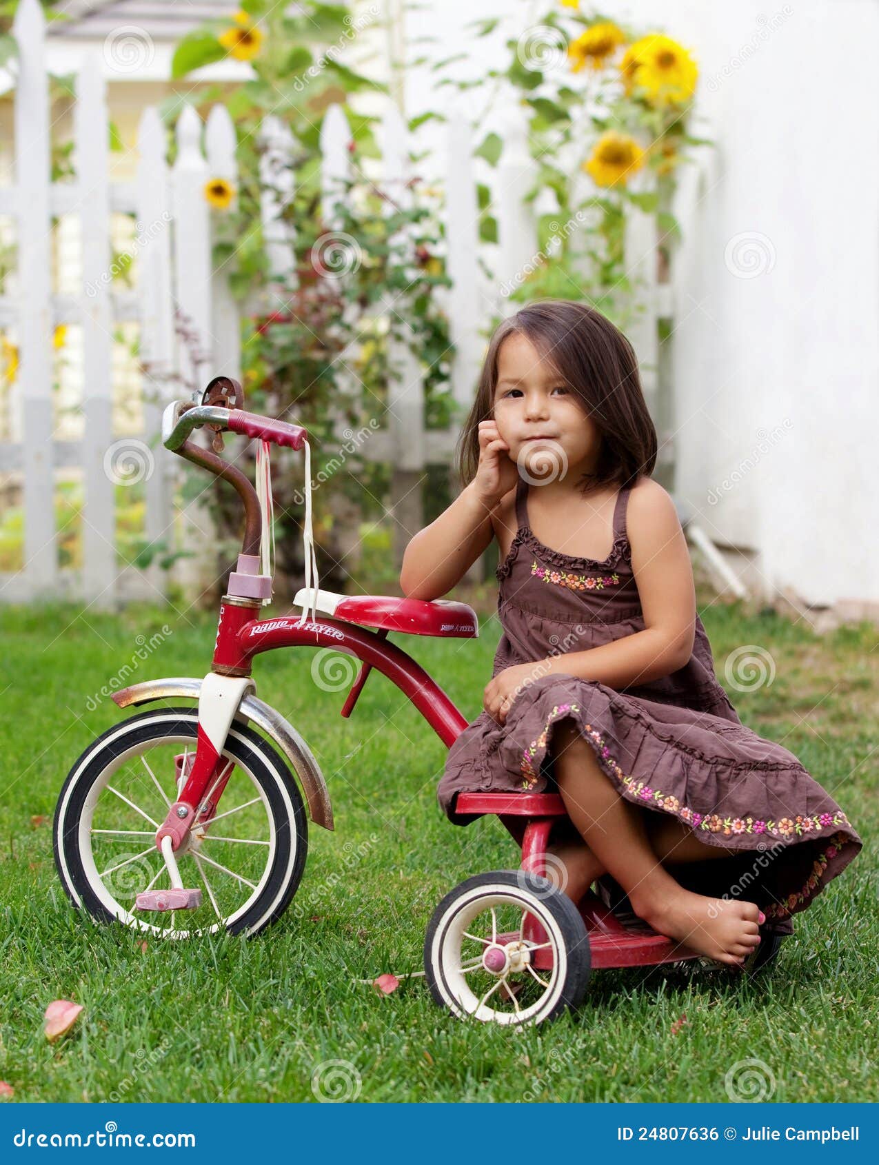 Girl on Tricycle stock photo. Image of cute, adorable 24807636