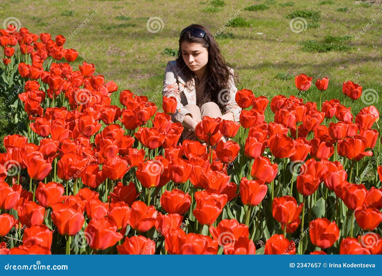 Girl in Tulips stock image. Image of girl, nature, plant 2347657