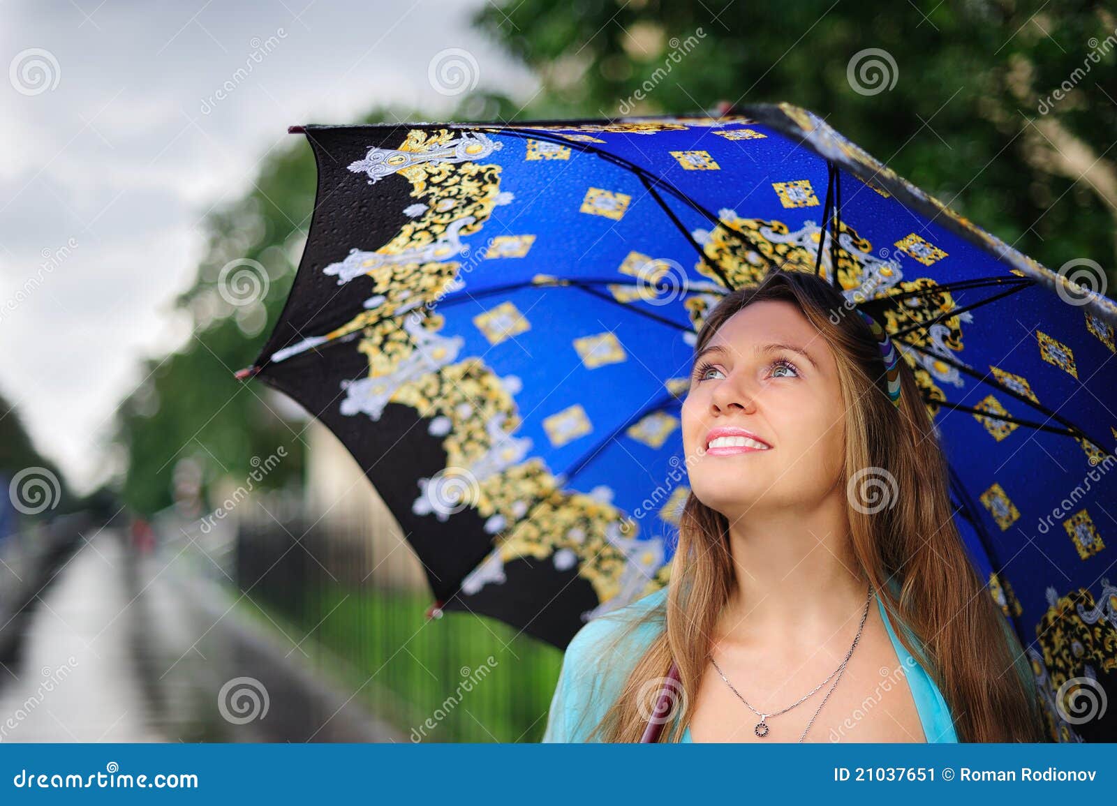 Girl with umbrella stock image. Image of haired, glad 21037651