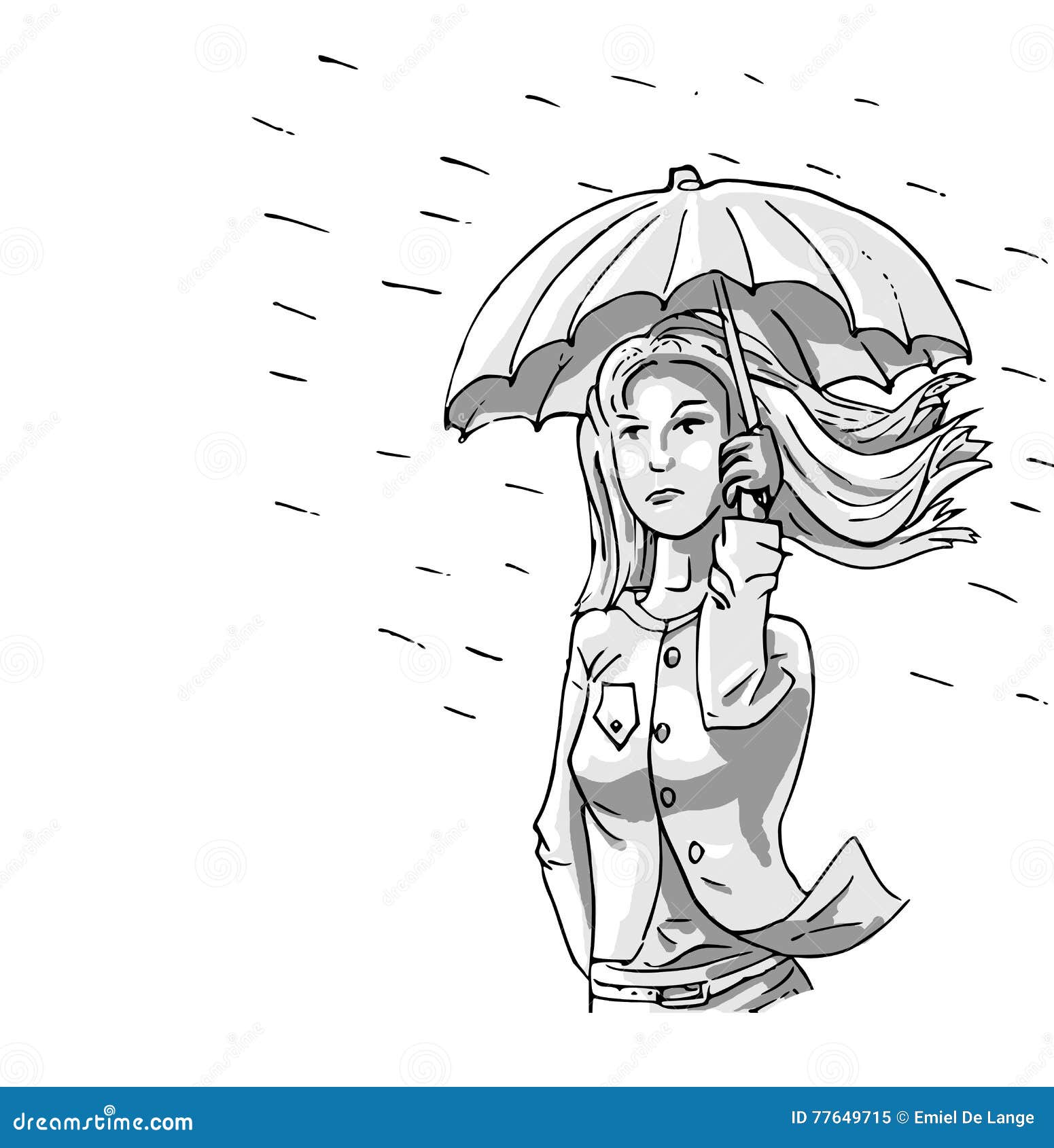 Premium Vector | Vector on a white background a continuous line drawing of  a girl with an umbrella