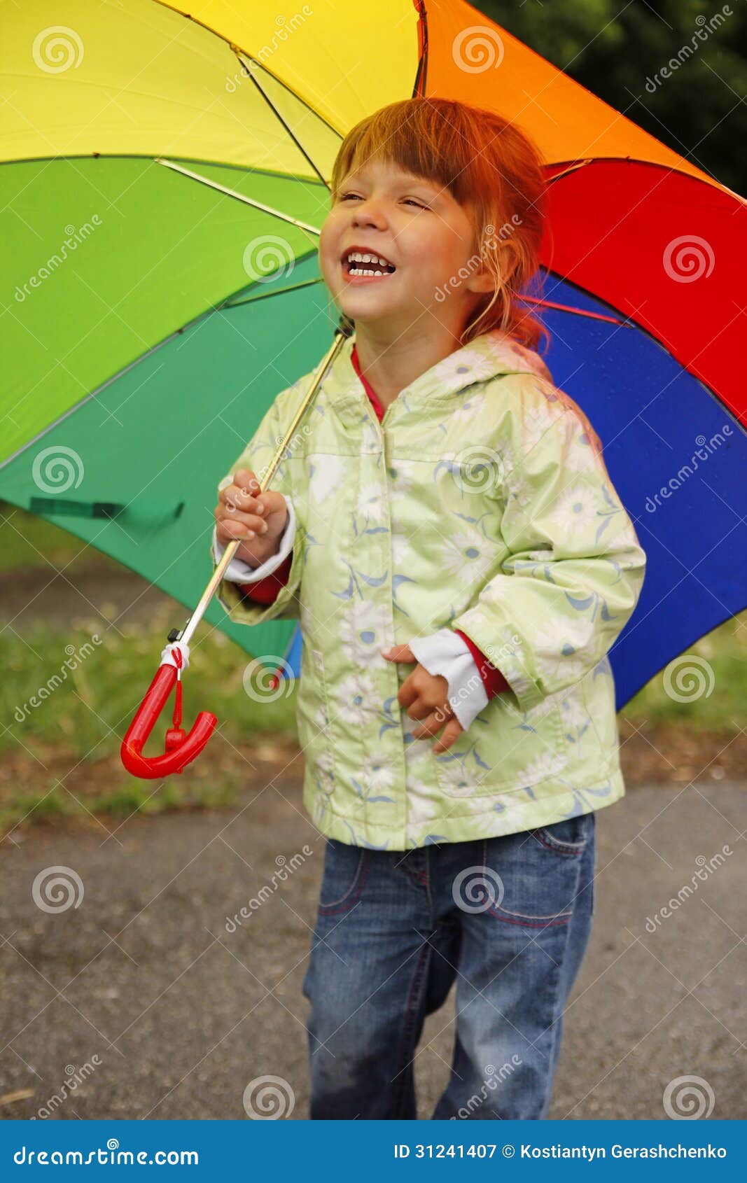 Girl with an Umbrella in the Rain Stock Image Image of raingirl
