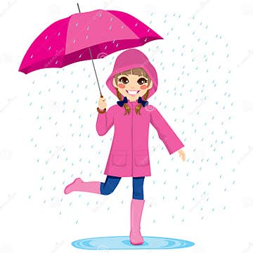 Girl Under the Rain stock vector. Illustration of girl - 39297005