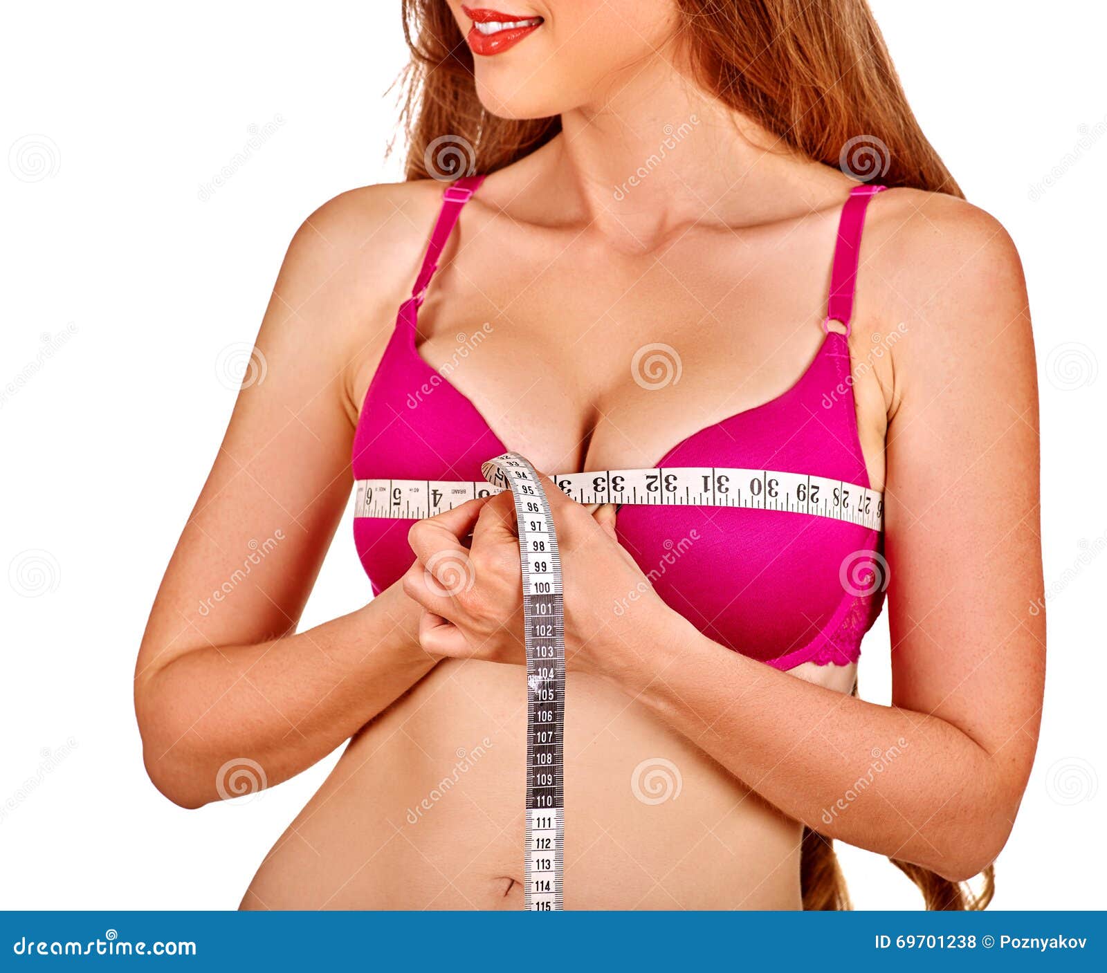 The Girl in Underwear Measuring Breast Size Centimeter. Stock Photo - Image  of closeup, lose: 69701238