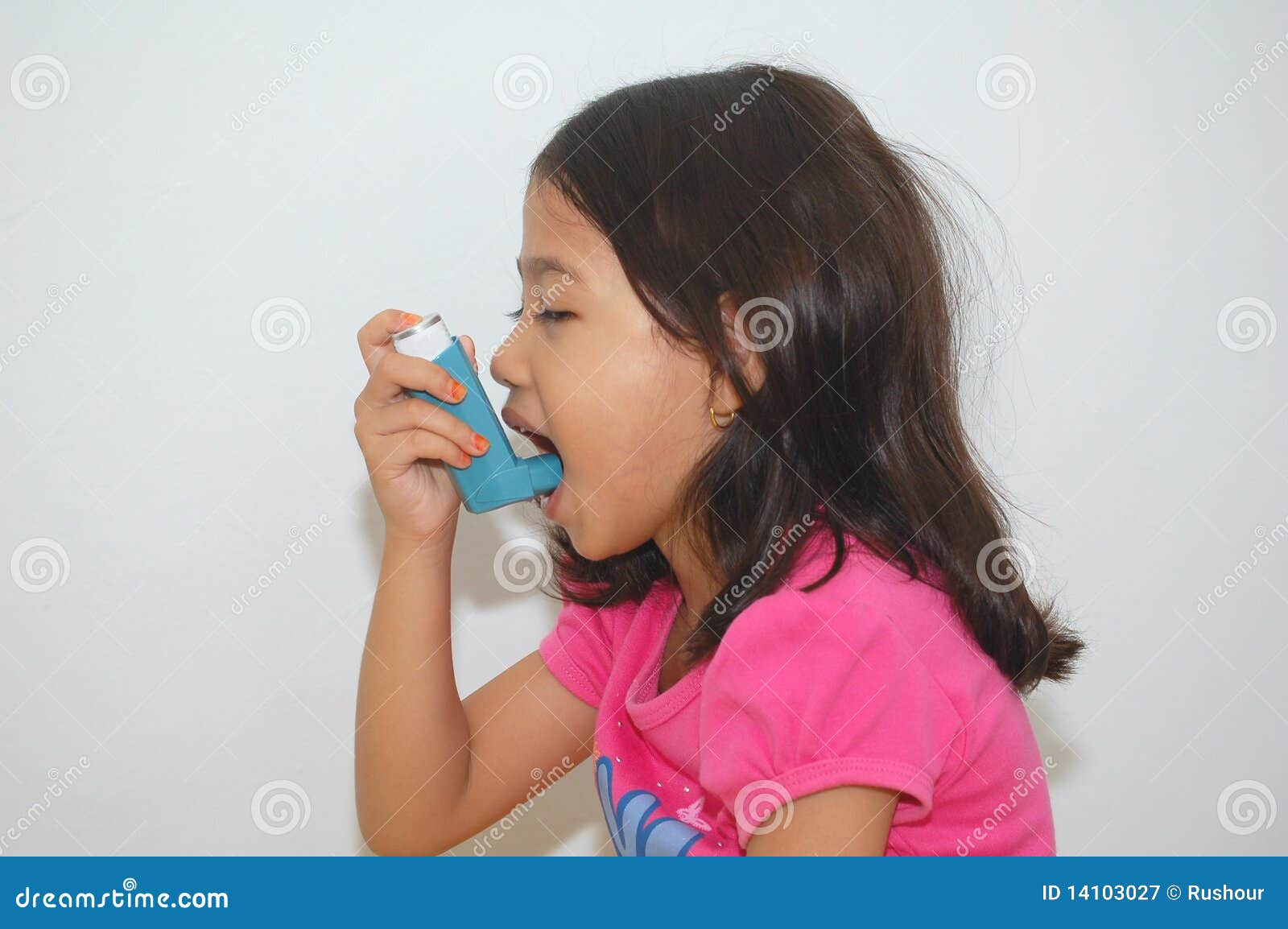 Girl using Inhaler stock image. Image of mouth, teen 14103027