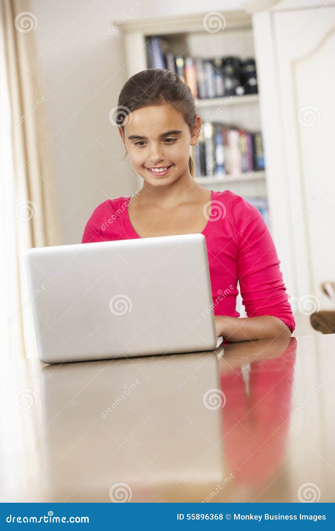 Girl Using Laptop Computer at Home Stock Photo Image of online