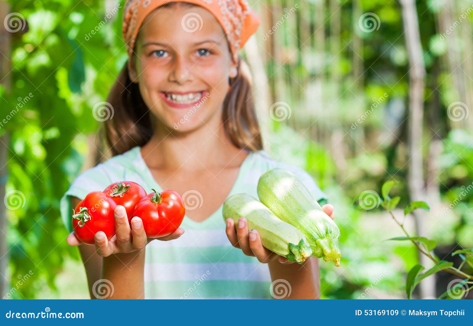 Girl with vegetables stock image. Image of dill, basil - 53169109