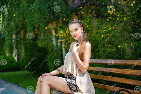 Girl with Very Long Legs in a Short Skirt Stock Photo - Image of beauty ...