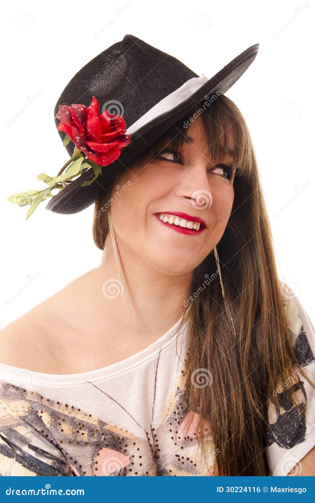 Rose, hat and girl. stock photo. Image of modern, clothing 30224116