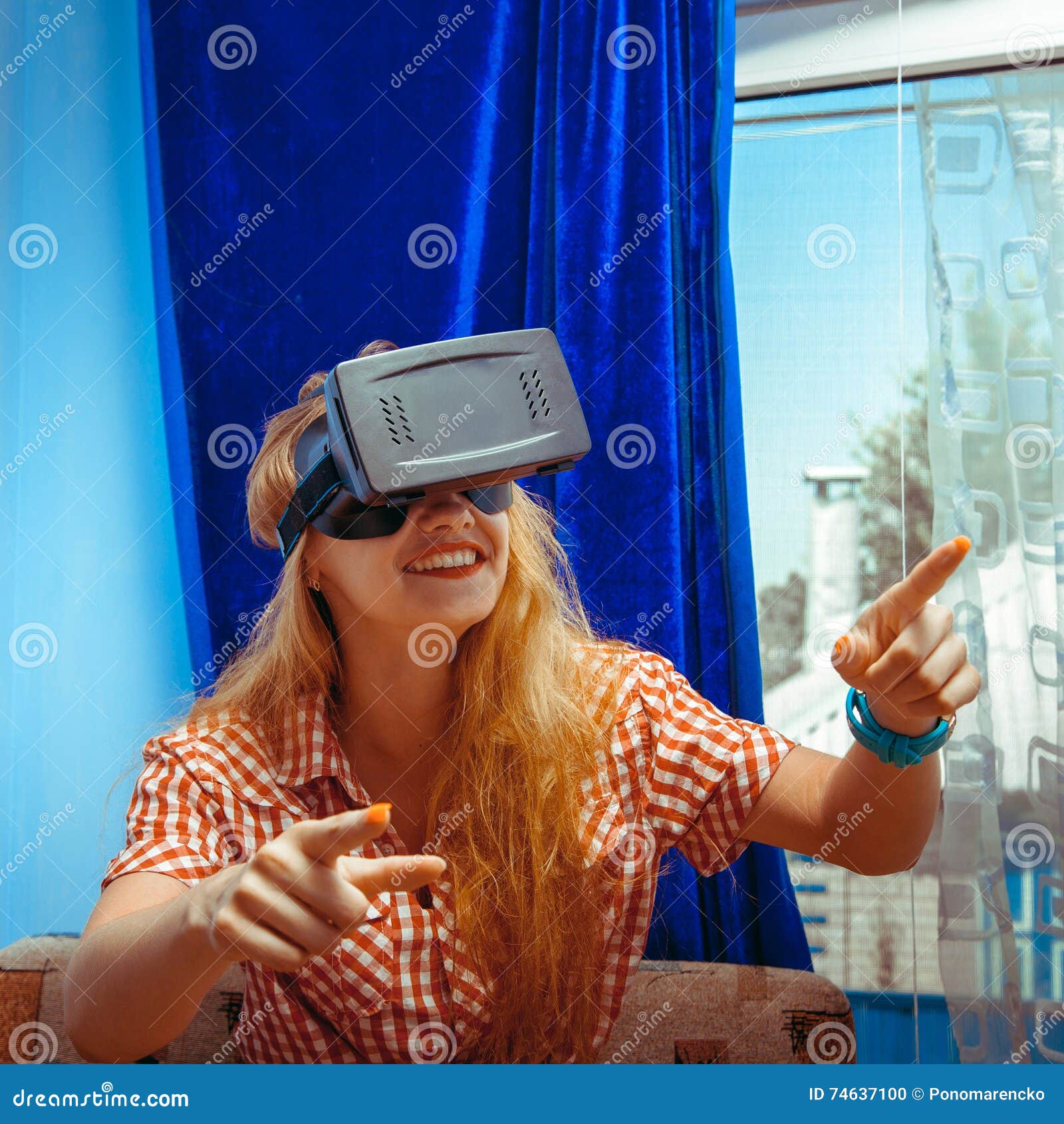 Girl in Virtual Reality Glasses Stock Photo Image of gear, beautiful