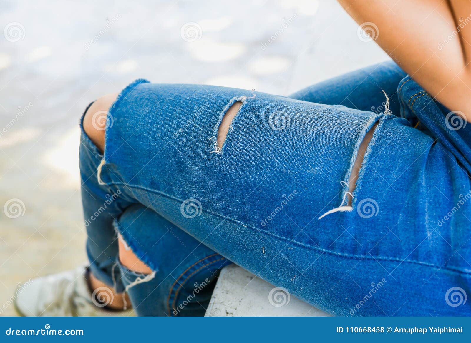 The girl waer the jean. stock photo. Image of denim - 110668458