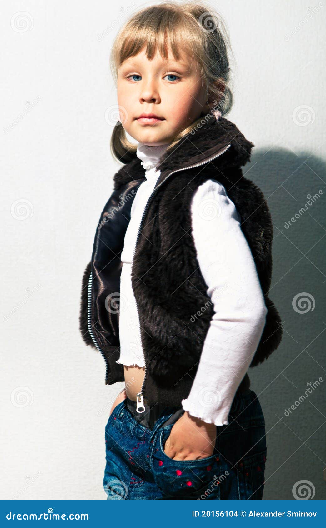 Girl in a waistcoat stock photo. Image of isolated, cute 20156104