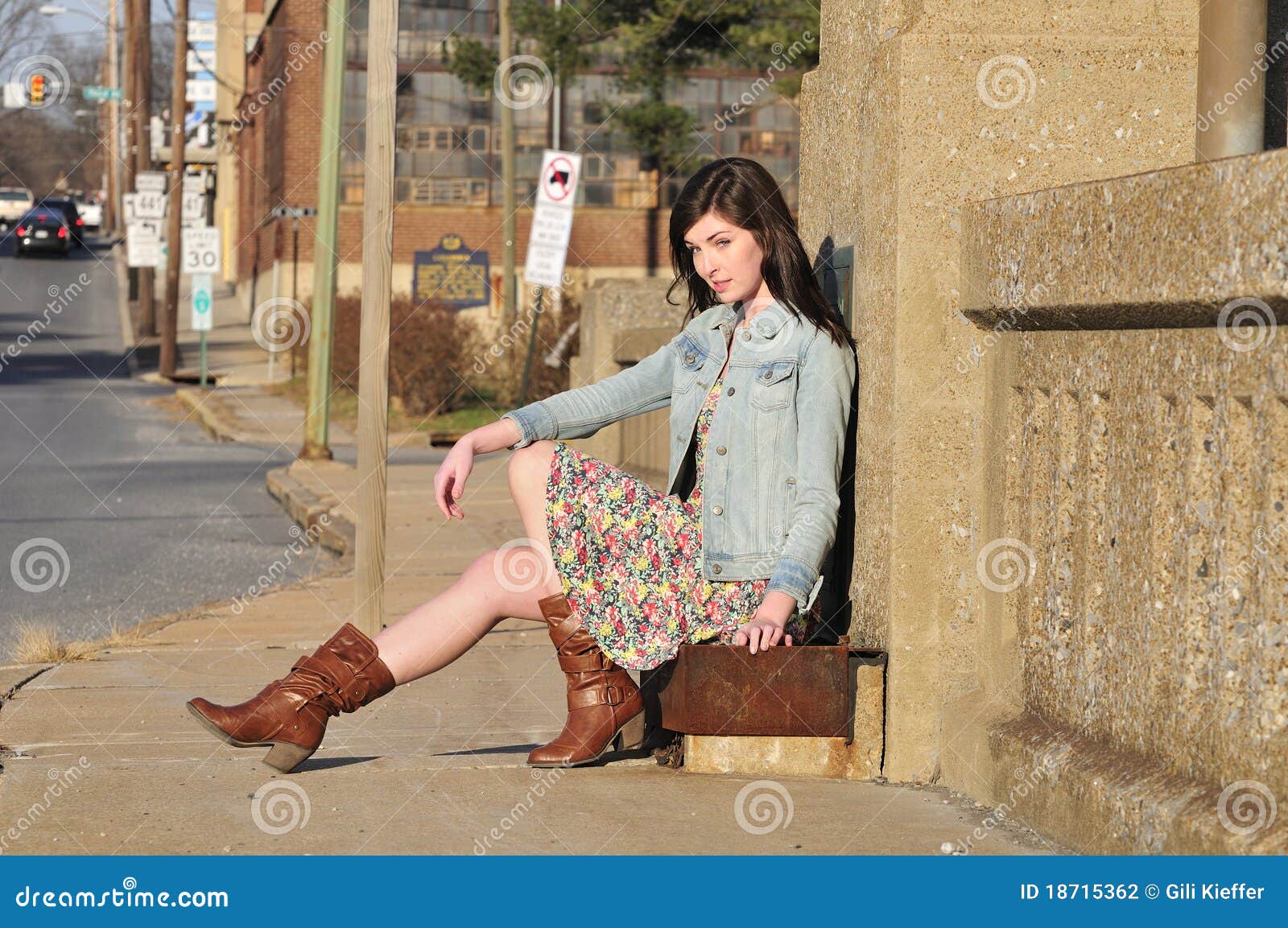 Girl waiting for a ride stock photo. Image of young, ride 18715362