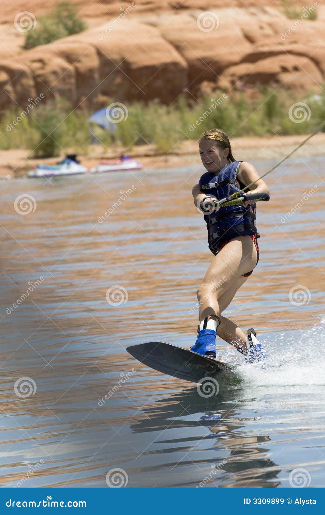 Girl Wakeboarding at Lake Powe Stock Image Image of swimsuit, glen