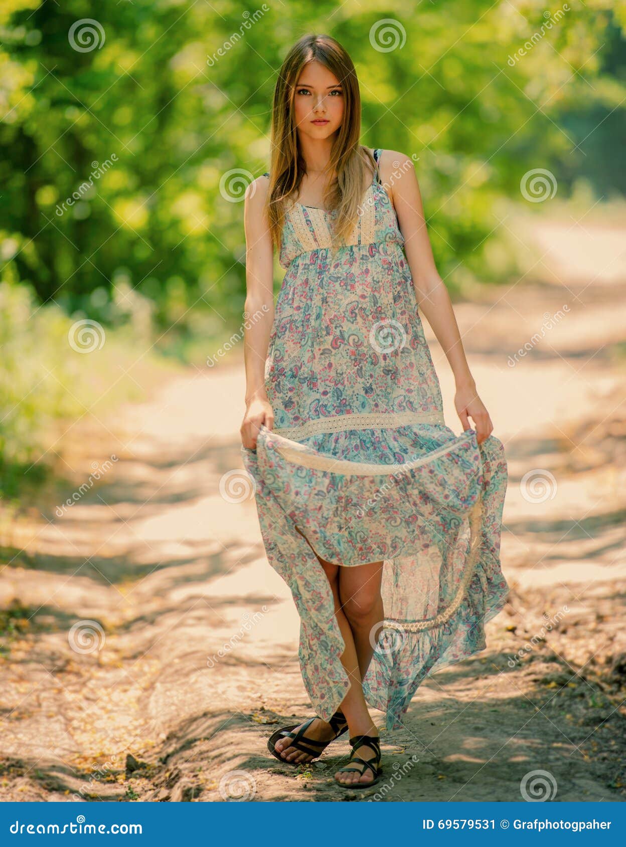 Girl on a walk stock image. Image of happy, outside, forest - 69579531