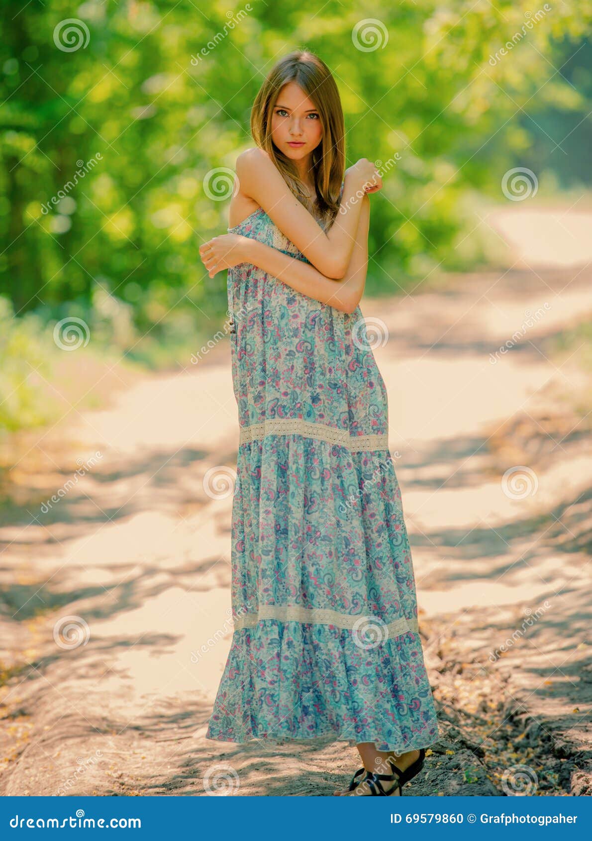 Girl on a walk stock photo. Image of spring, people, outside - 69579860