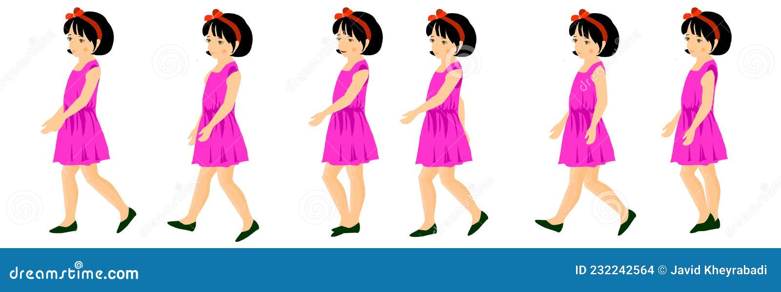 Girl Walking Animation Character Illustration on White Background Stock  Vector - Illustration of character, people: 232242564