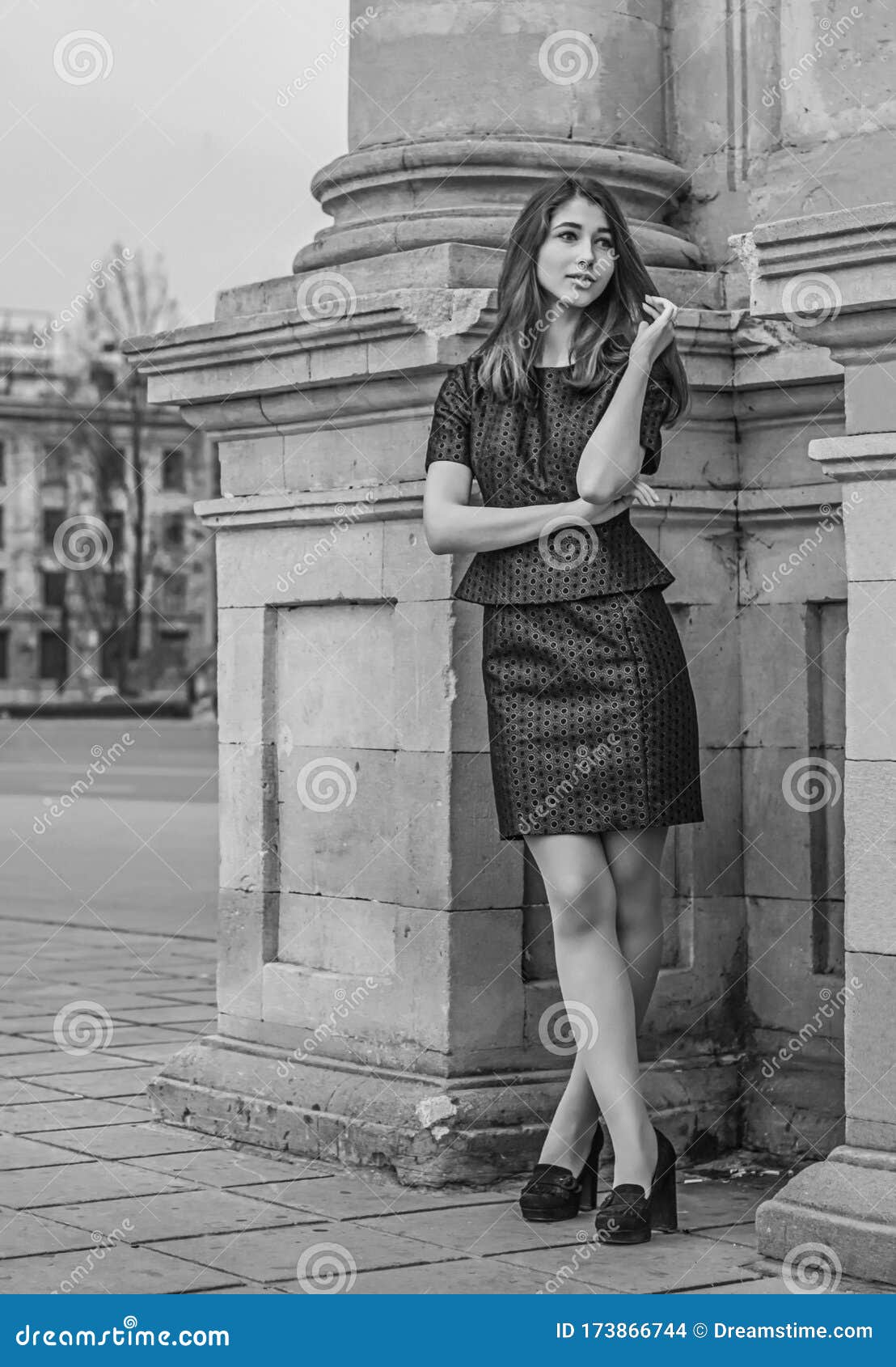 A Beautiful Girl Walking in Big City Stock Photo - Image of girl ...