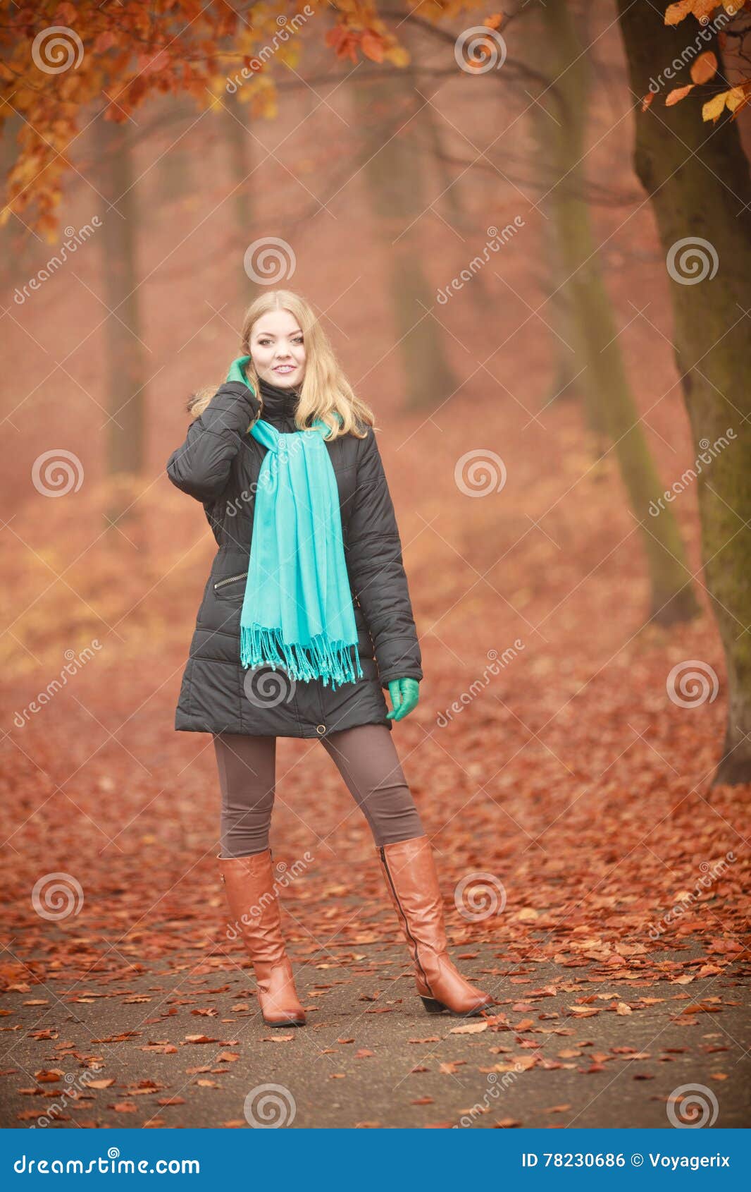 Girl is Walking through the Park. Stock Photo - Image of outfit ...