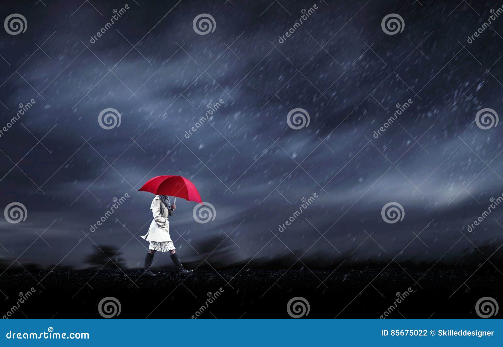 Girl Walking in a Rainy Day Stock Photo - Image of modern, rainy ...