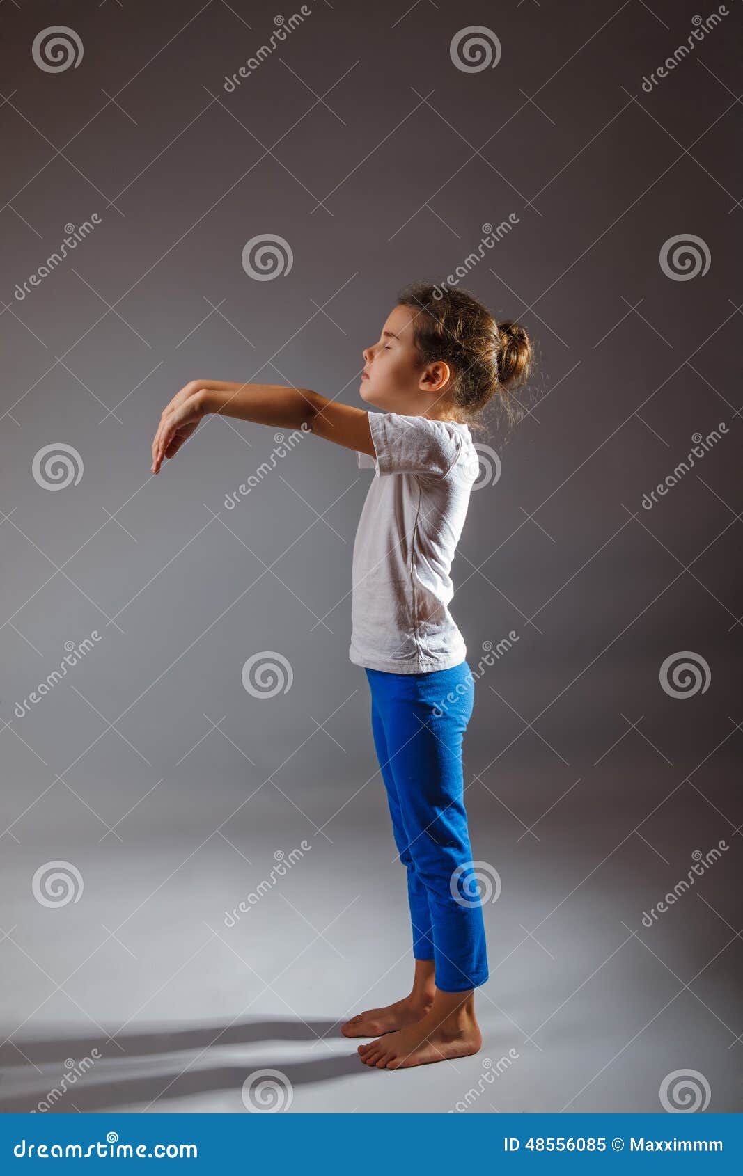Girl Walks in His Sleep Raised Hands Art Stock Image Image of female, happiness 48556085